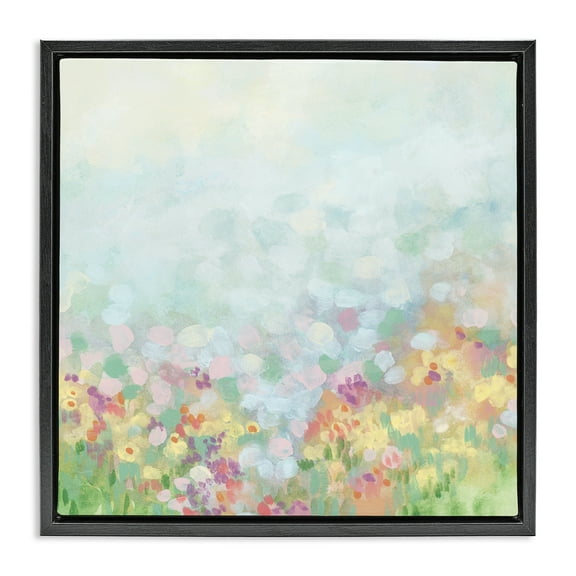 Stupell Industries Abstract Soft Meadow Abstract Painting Black Floater Framed Art Print Wall Art, 18 x 18
