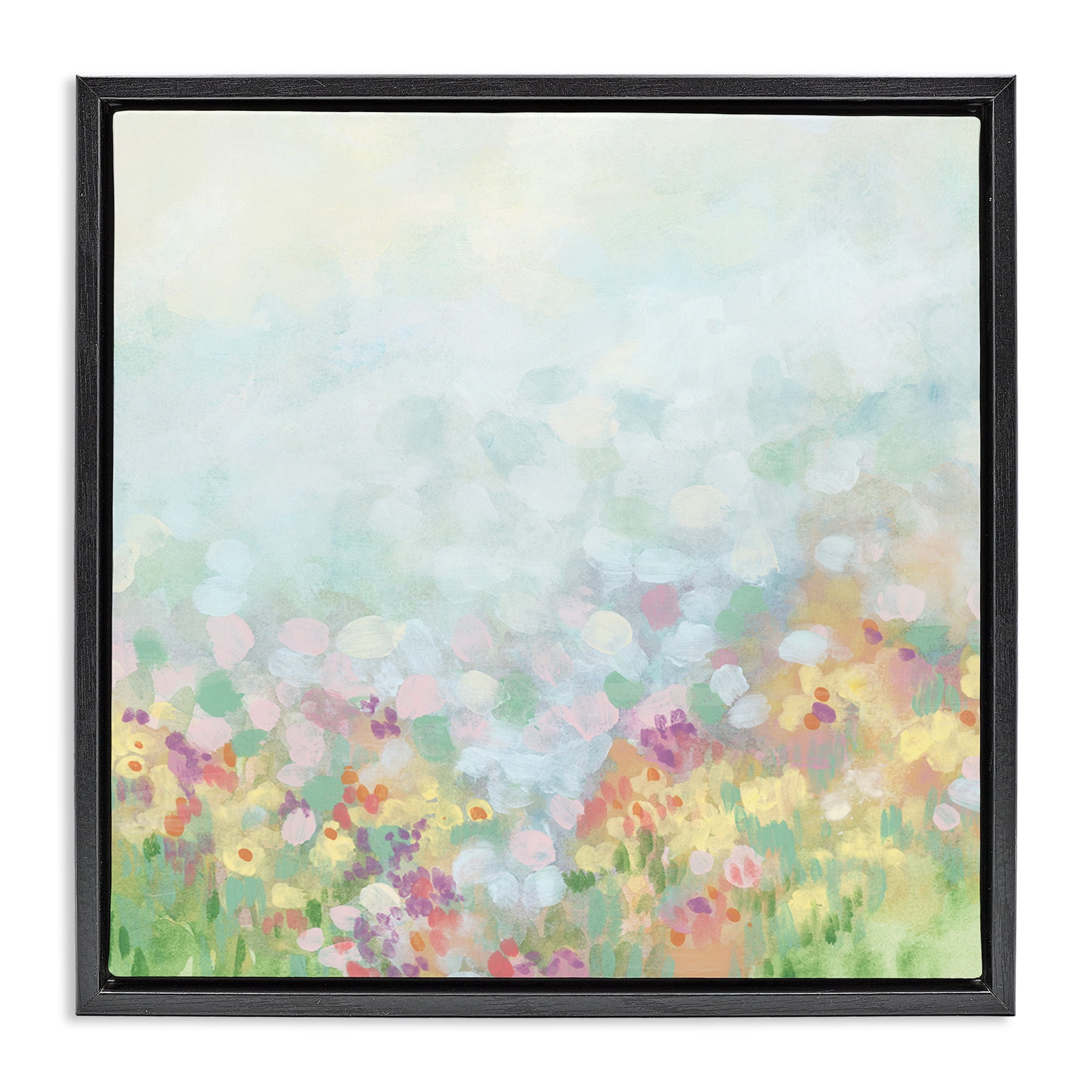 Stupell Industries Abstract Soft Meadow Abstract Painting Black Floater Framed Art Print Wall Art, 25 x 25