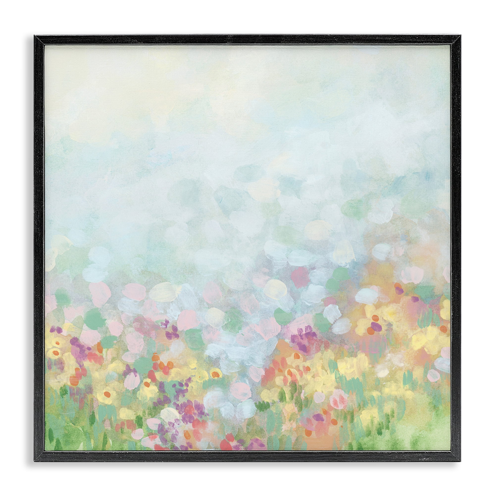 Stupell Industries Abstract Soft Meadow Abstract Painting Black Framed Art Print Wall Art, 17 x 17