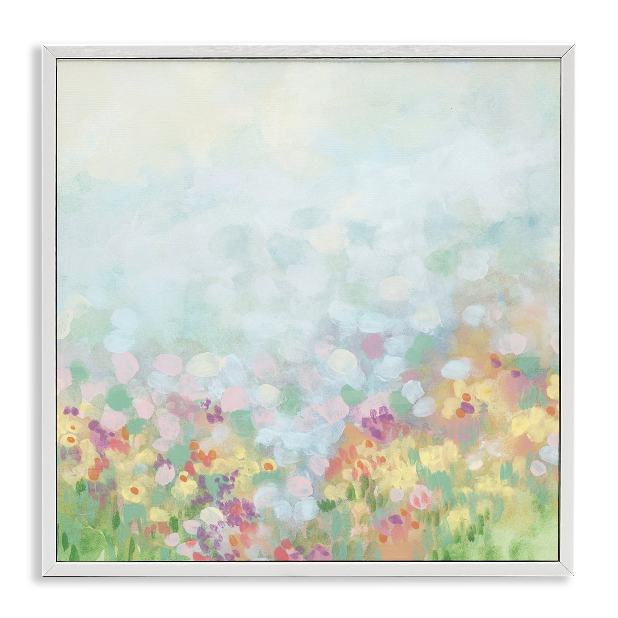 Stupell Industries Abstract Soft Meadow Abstract Painting White Framed Art Print Wall Art, 24 x 24