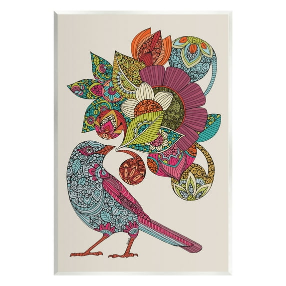 Stupell Industries Abstract Song Bird Paisley Pattern Floral Mandala Graphic Art Unframed Art Print Wall Art, Design by Valentina Harper