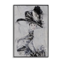 Stupell Industries Abstract Sophisticated Audrey People Painting Black Framed Art Print Wall Art, 12 x 18