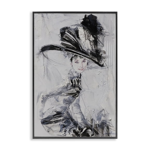 Stupell Industries Abstract Sophisticated Audrey People Painting Black Framed Art Print Wall Art, 12 x 18