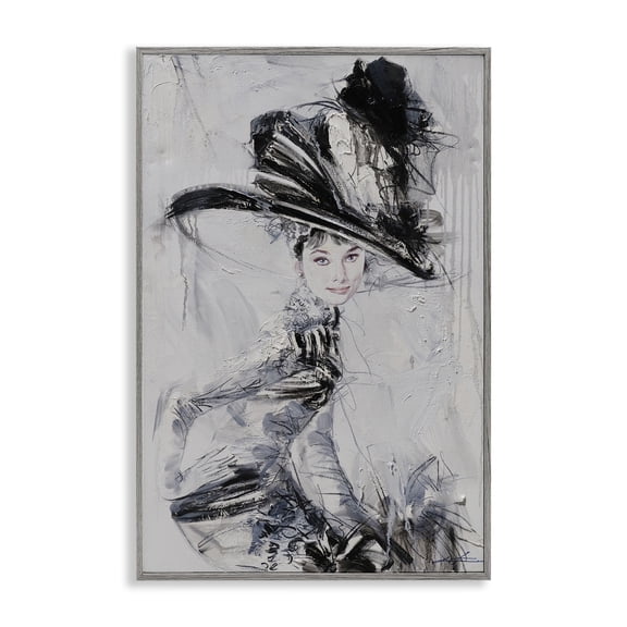 Stupell Industries Abstract Sophisticated Audrey People Painting Gray Framed Art Print Wall Art, 12 x 18