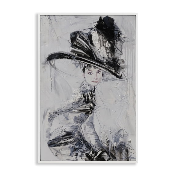Stupell Industries Abstract Sophisticated Audrey People Painting White Framed Art Print Wall Art, 12 x 18