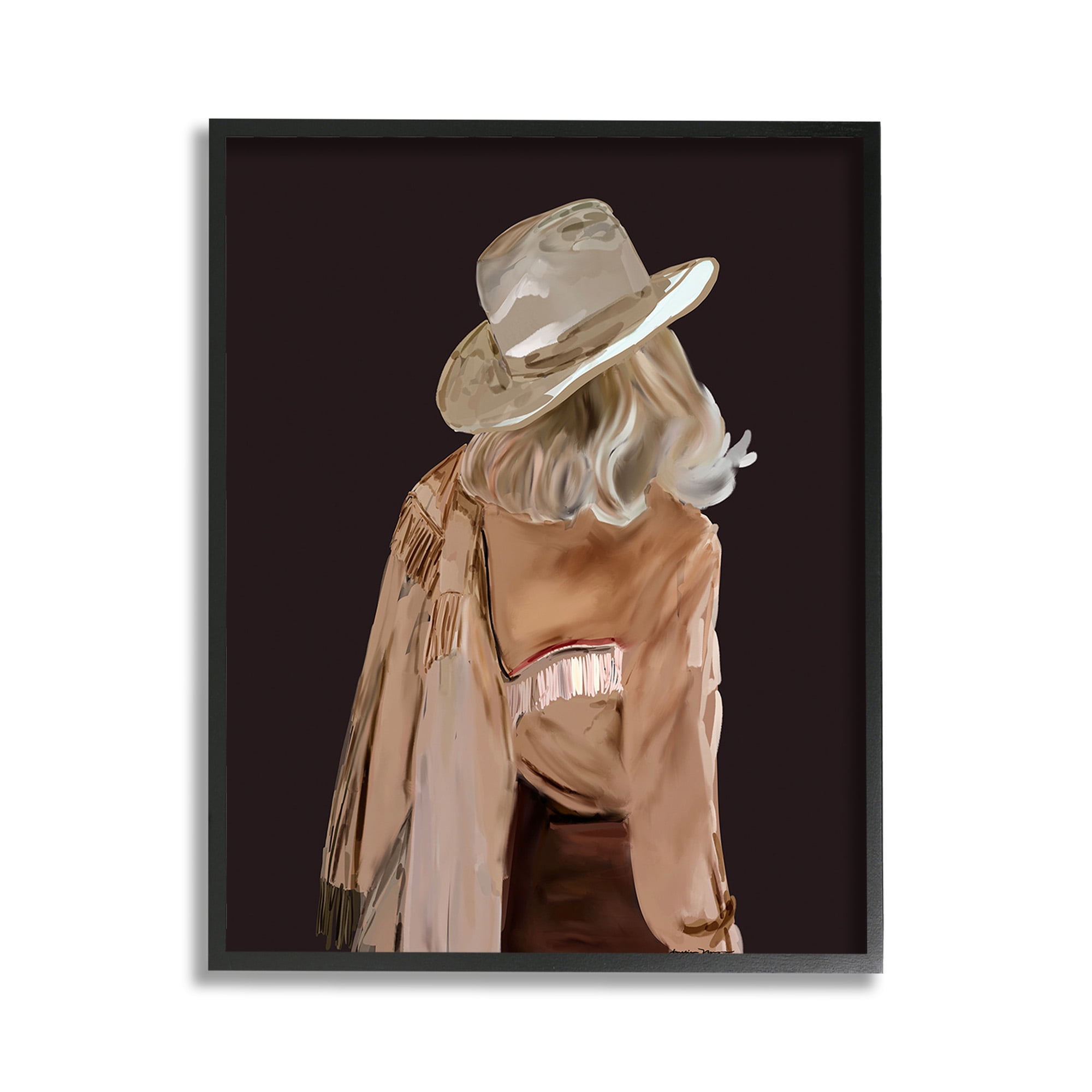 Southwestern Cowgirl Abstract Canvas Print with Black Frame, 11 x 14