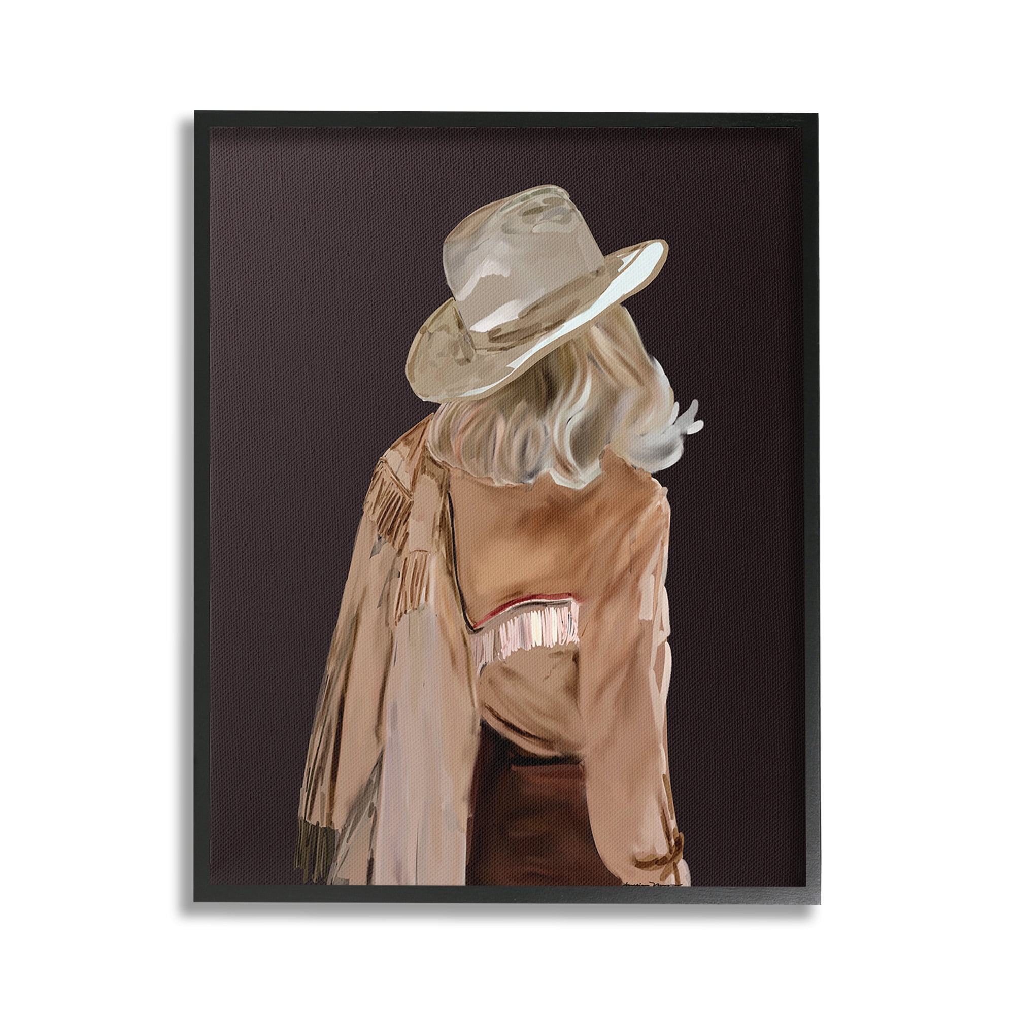 Stupell Industries Abstract Southwestern Cowgirl Abstract Painting Black Framed Art Print Wall Art, 24 x 30