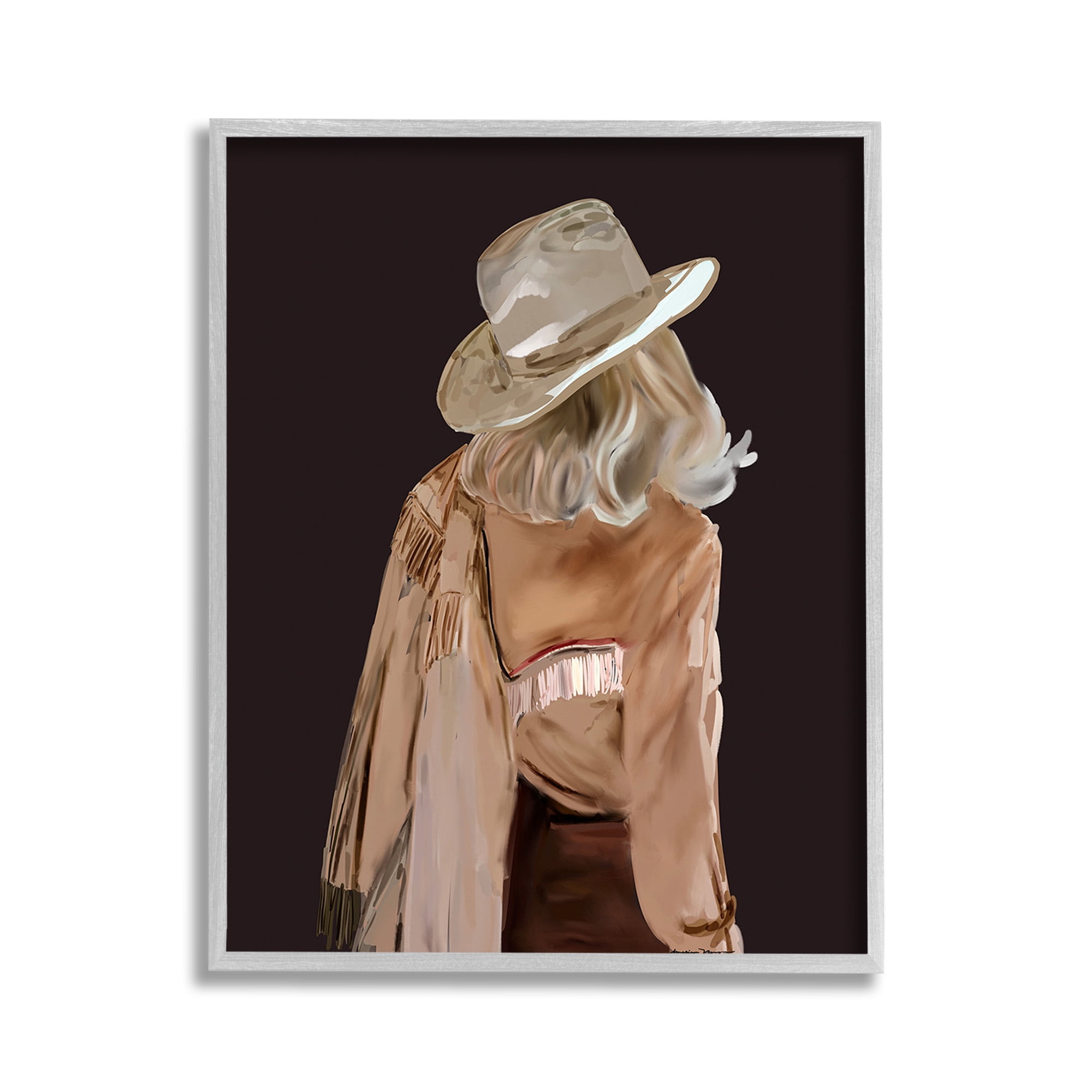 Stupell Industries Abstract Southwestern Cowgirl Abstract Painting Gray Framed Art Print Wall Art, 11 x 14