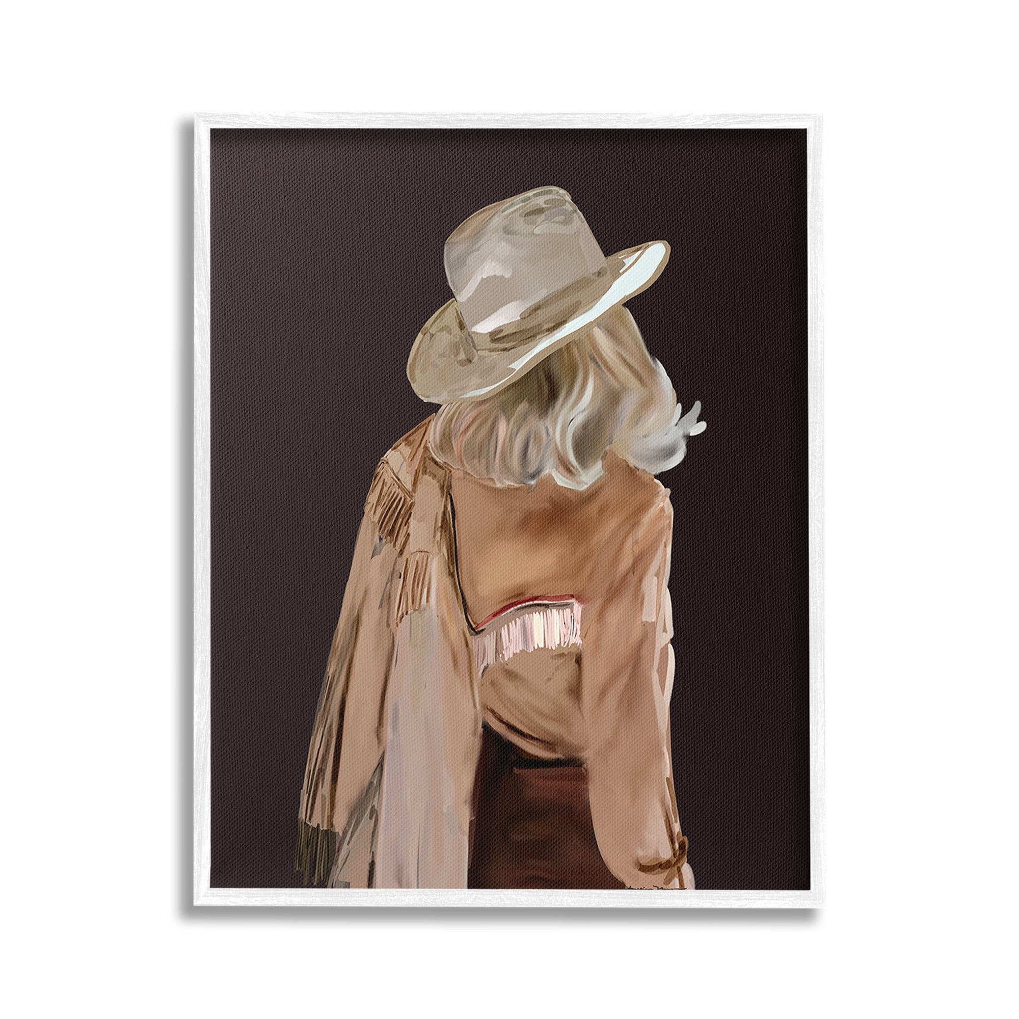 Stupell Industries Abstract Southwestern Cowgirl Abstract Painting White Framed Art Print Wall Art, 16 x 20