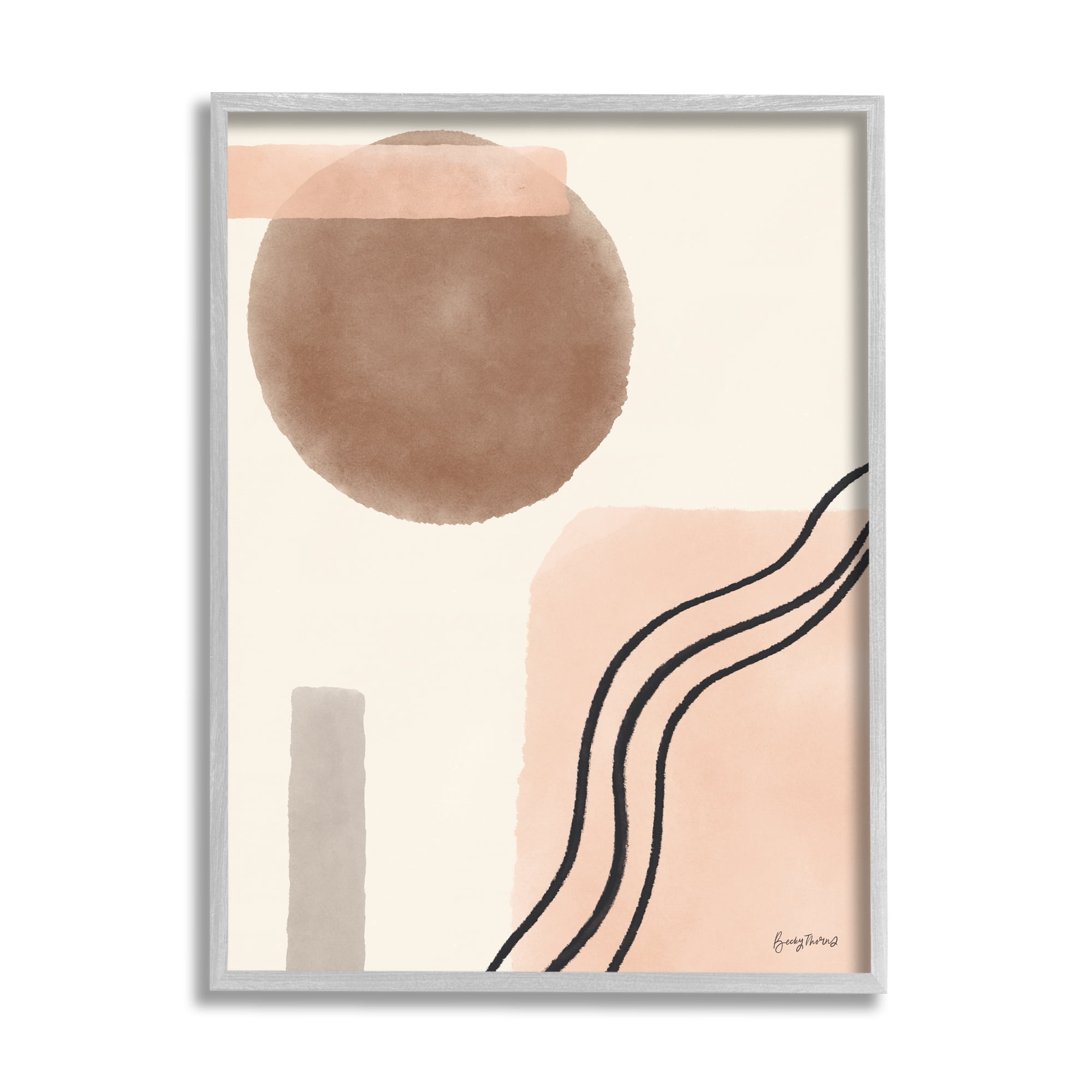 Stupell Industries Abstract Southwestern Landscape Interpretation Geometric Shapes Abstract Painting Gray Framed Art Print Wall Art, 16 x 20