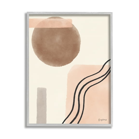 Stupell Industries Abstract Southwestern Landscape Interpretation Geometric Shapes Abstract Painting Gray Framed Art Print Wall Art, 24 x 30