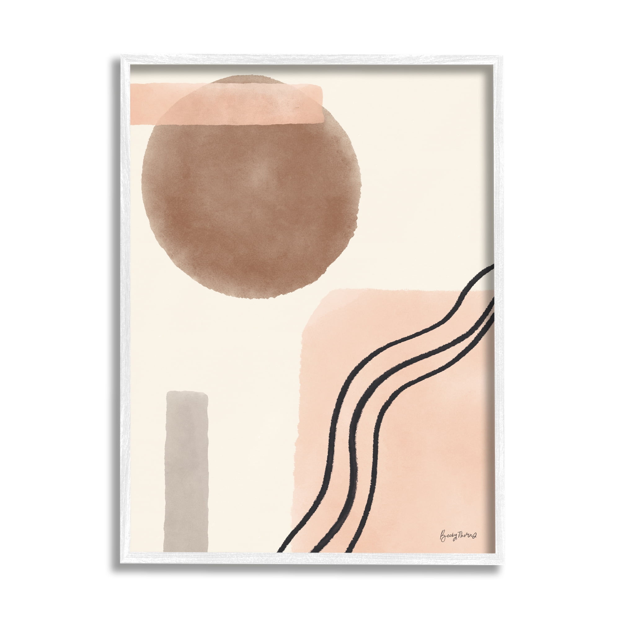 Stupell Industries Abstract Southwestern Landscape Interpretation Geometric Shapes Abstract Painting White Framed Art Print Wall Art, 24 x 30