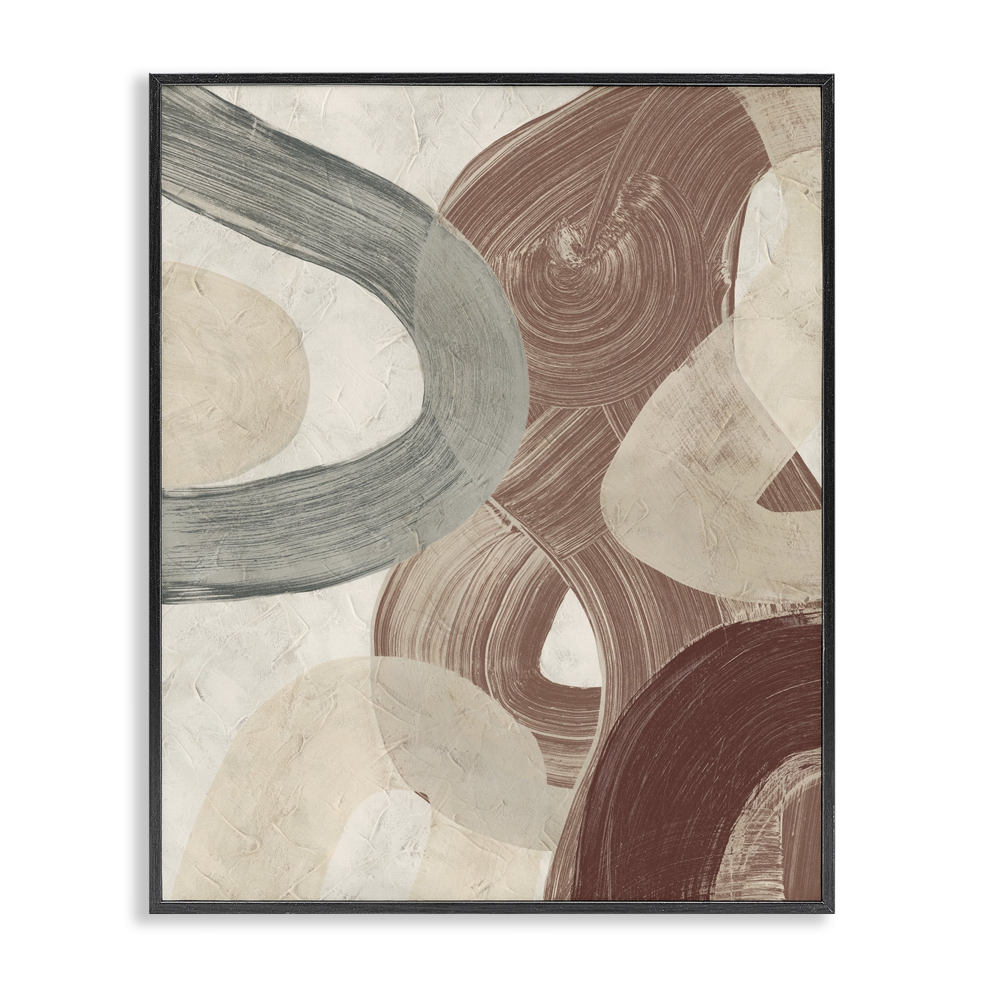 Stupell Industries Abstract Southwestern Neutrals Abstract Painting Black Framed Art Print Wall Art, 24 x 30