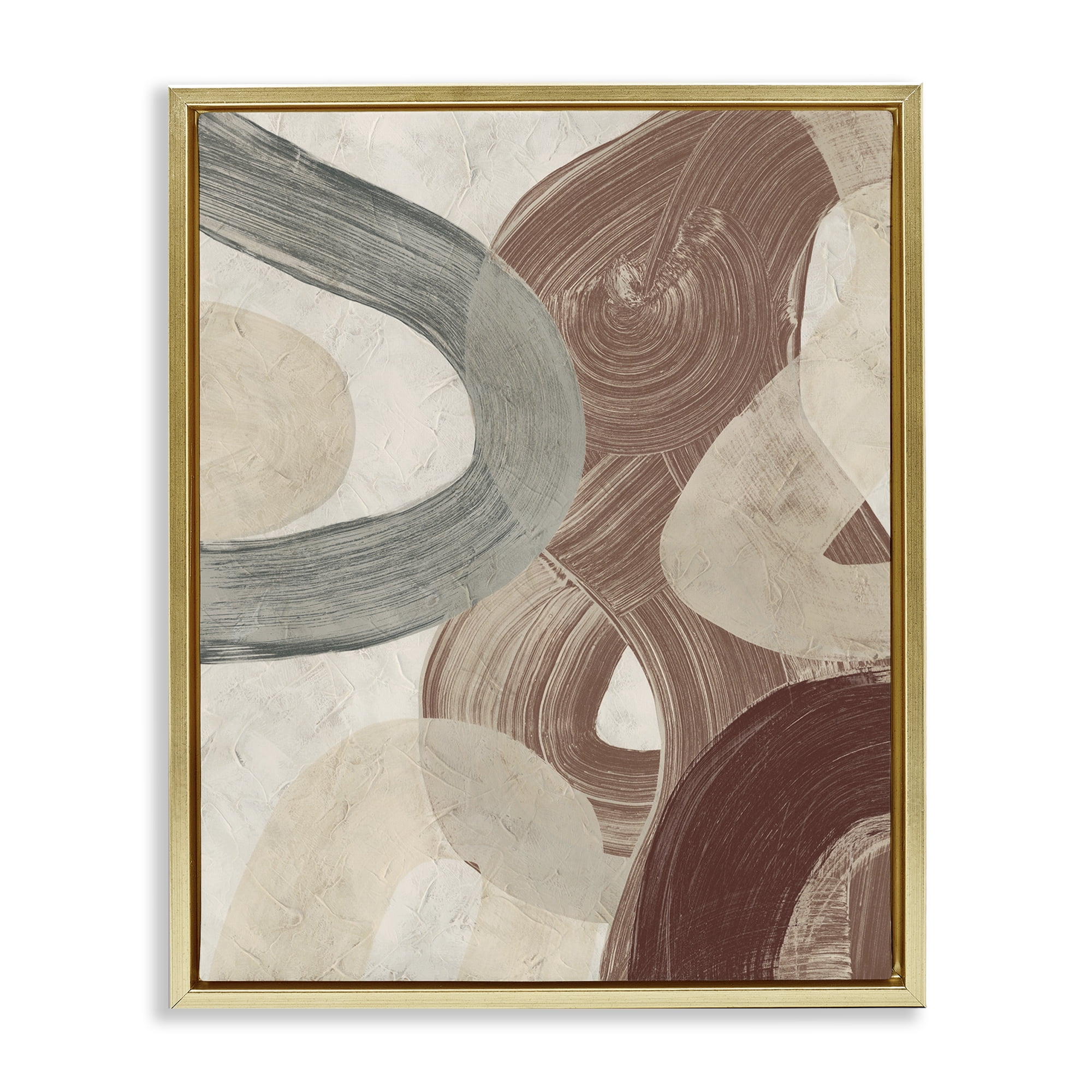 Stupell Industries Abstract Southwestern Neutrals Abstract Painting Gold Floater Framed Canvas Art Print Wall Art, 25 x 31