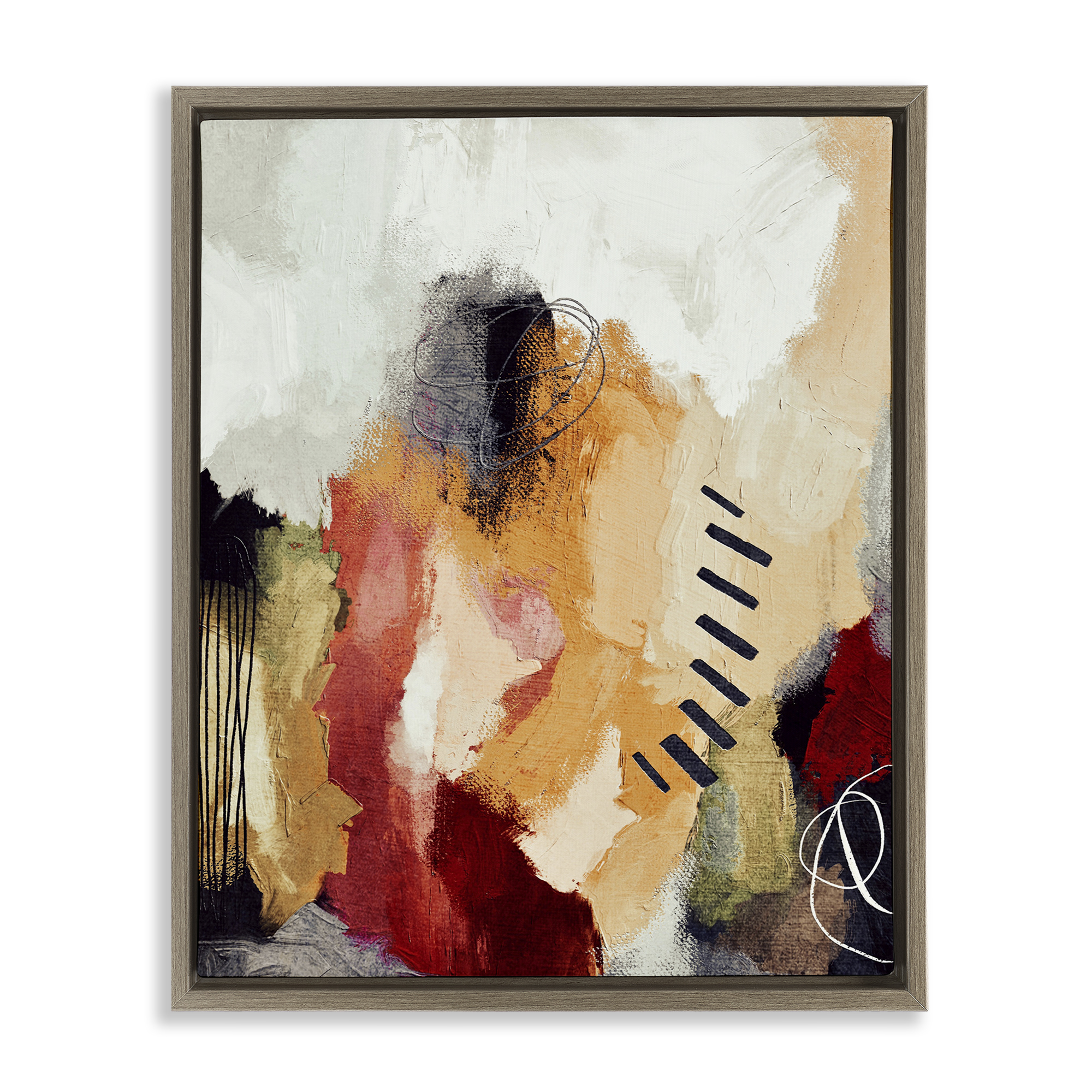 Stupell Industries Abstract Southwestern Pattern Abstract Painting Brown Floater Framed Canvas Art Print Wall Art, 25 x 31