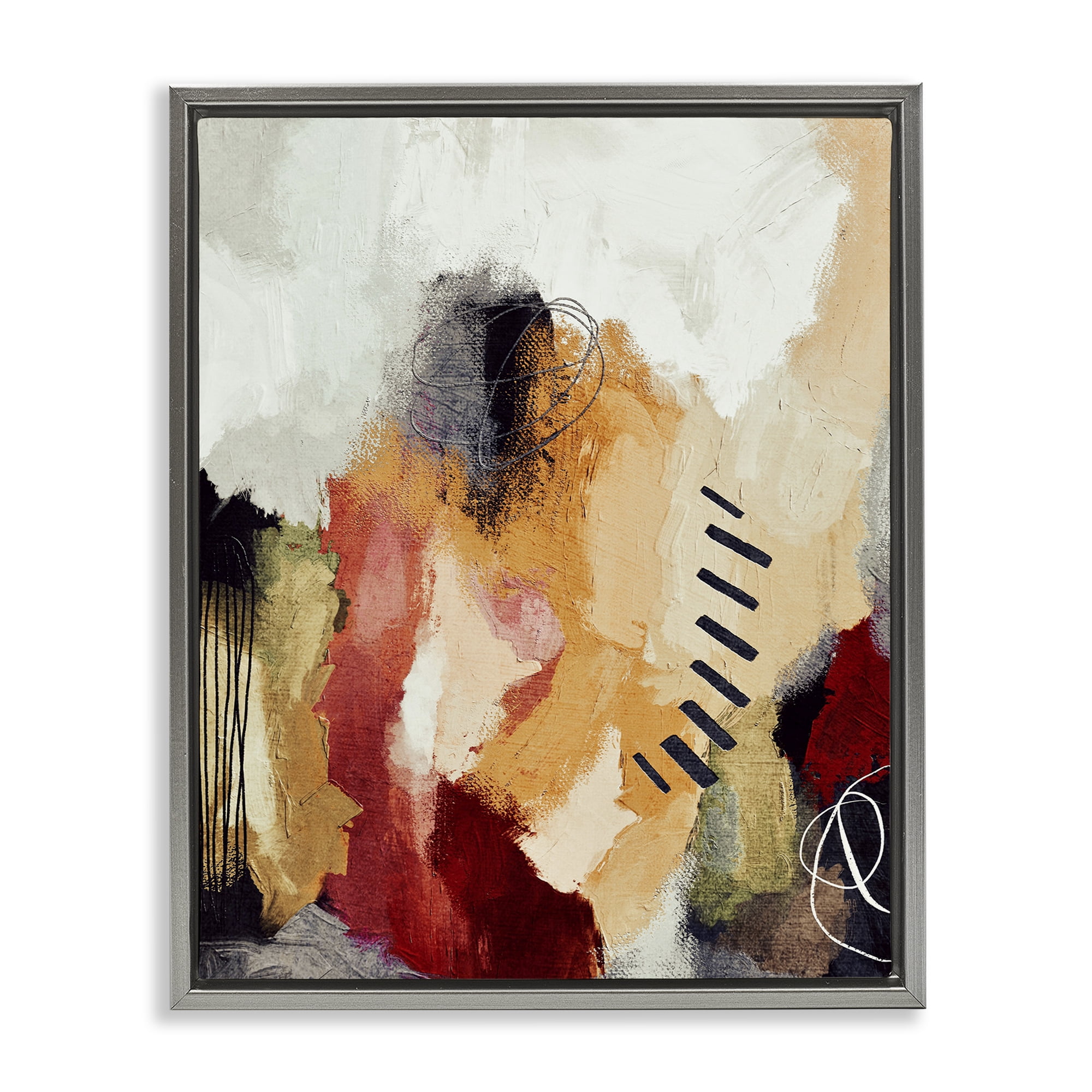 Stupell Industries Abstract Southwestern Pattern Abstract Painting Gray Floater Framed Canvas Art Print Wall Art, 25 x 31