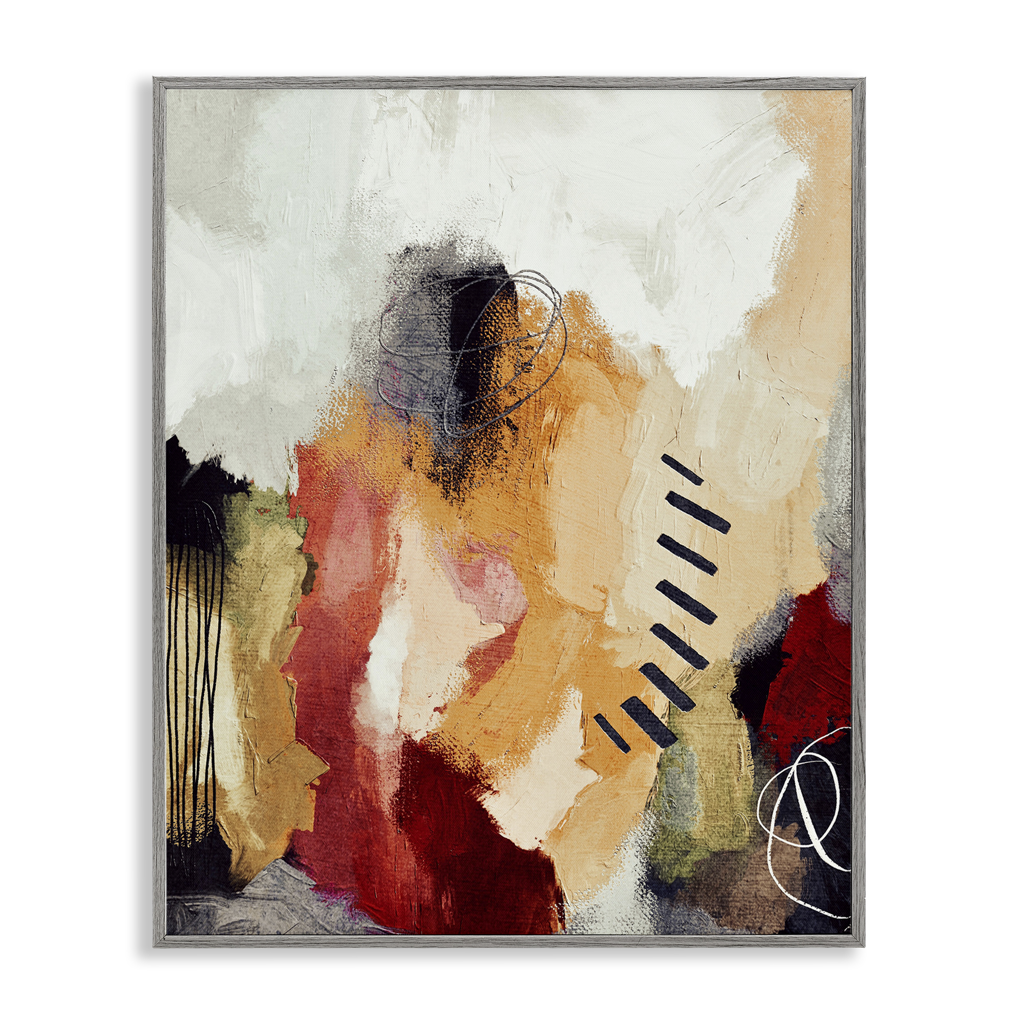 Stupell Industries Abstract Southwestern Pattern Abstract Painting Gray Framed Art Print Wall Art, 24 x 30