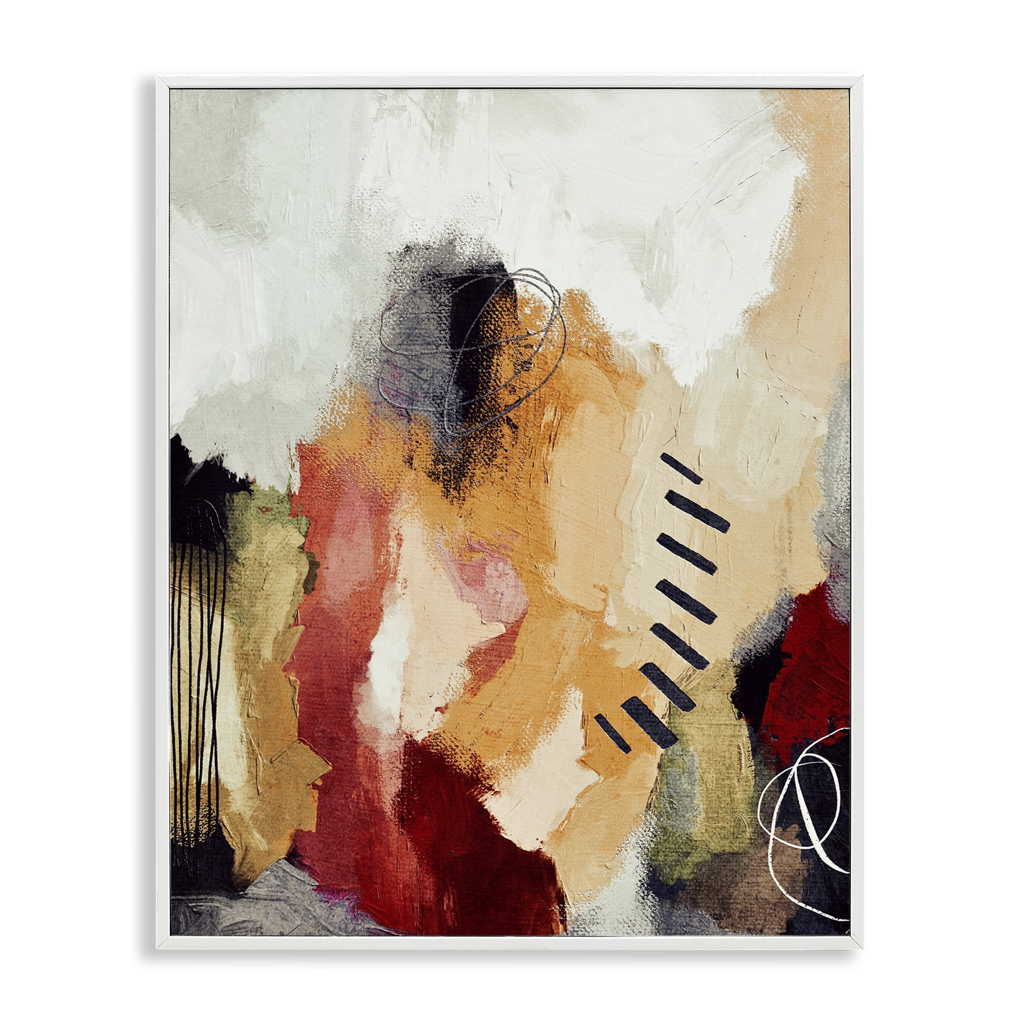 Stupell Industries Abstract Southwestern Pattern Abstract Painting White Framed Art Print Wall Art, 24 x 30