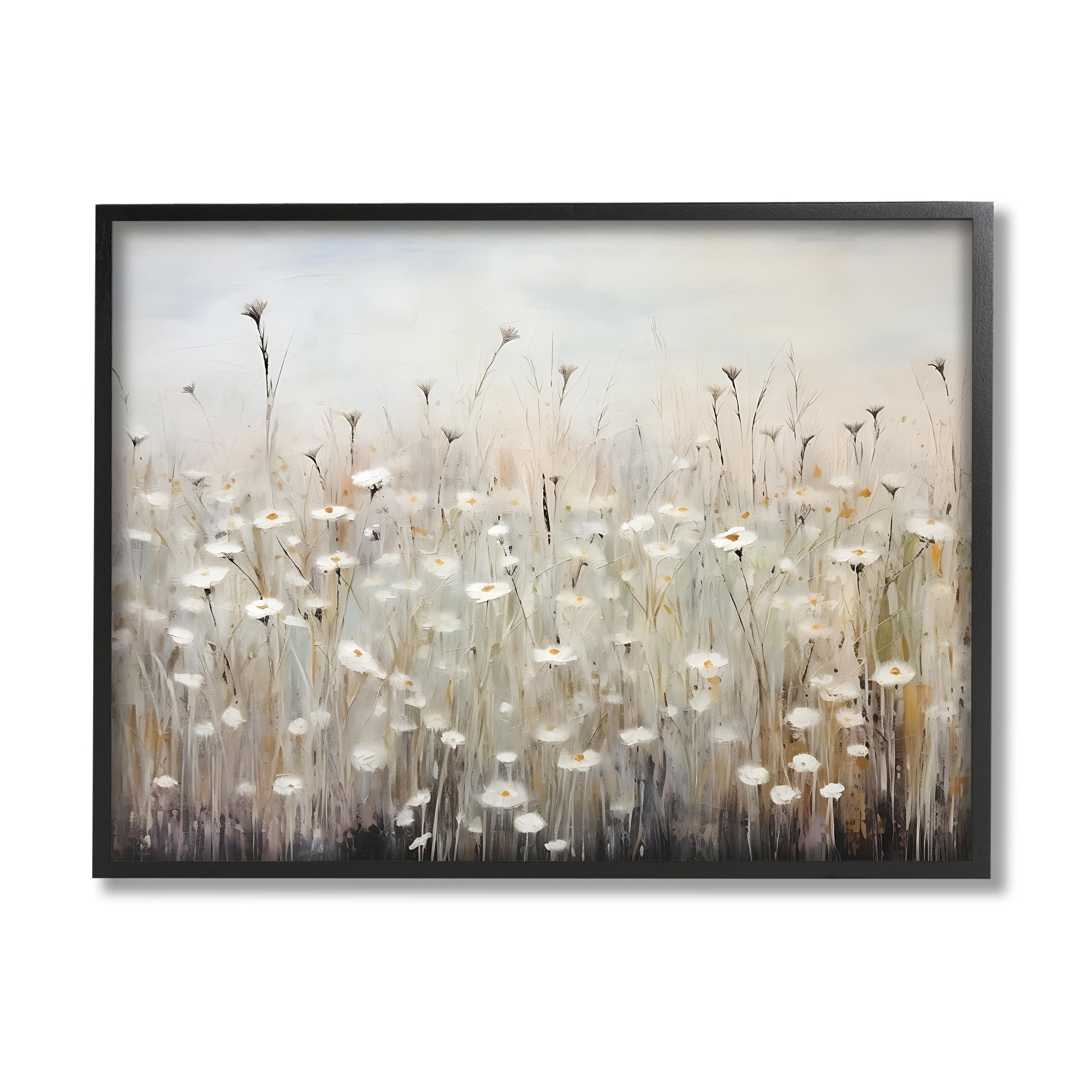 Stupell Industries Abstract Speckled Flowers Landscape Painting Black Framed Art Print Wall Art, 20 x 16