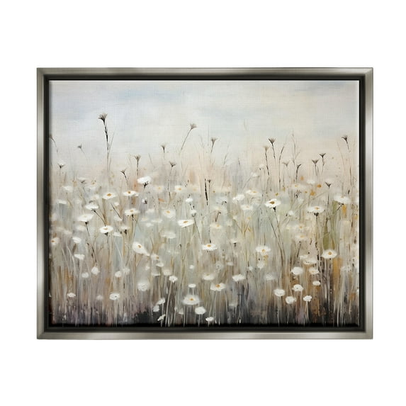 Stupell Industries Abstract Speckled Flowers Landscape Painting Gray Floater Framed Canvas Art Print Wall Art, 21 x 17