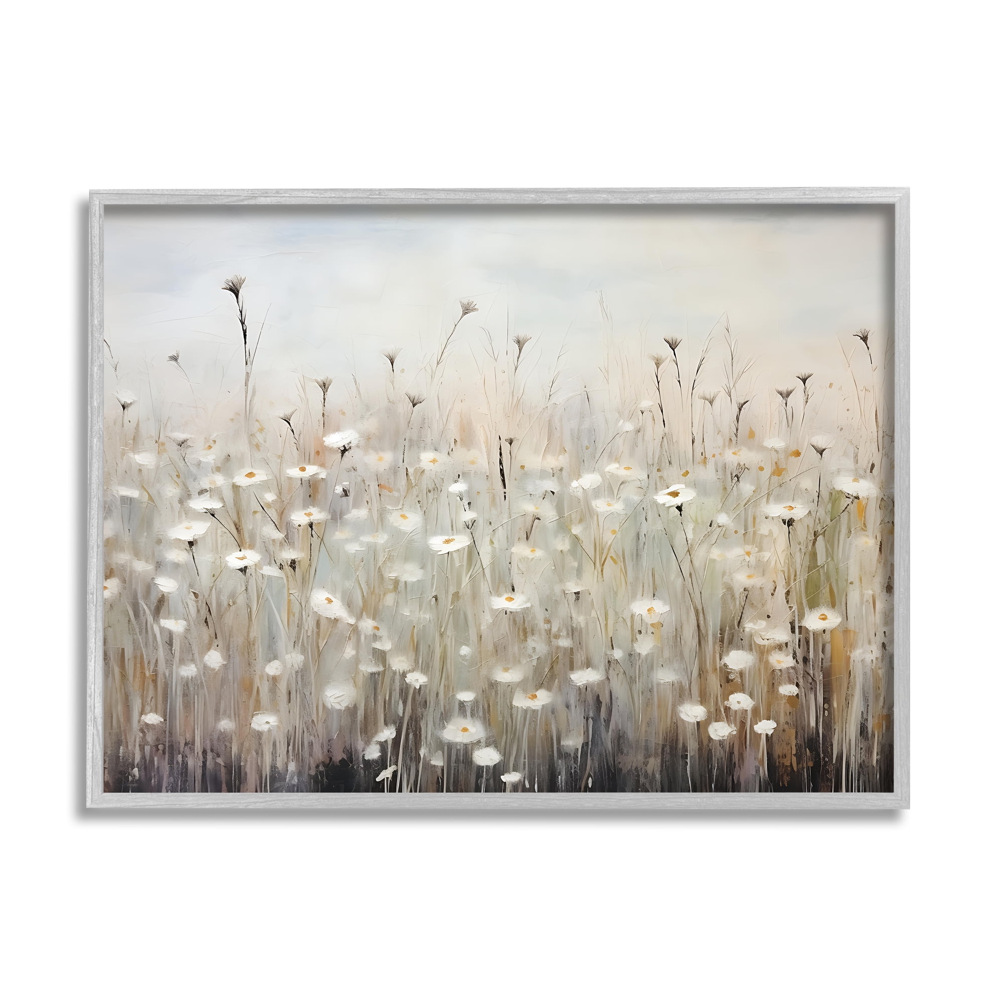 Stupell Industries Abstract Speckled Flowers Landscape Painting Gray Framed Art Print Wall Art, 20 x 16