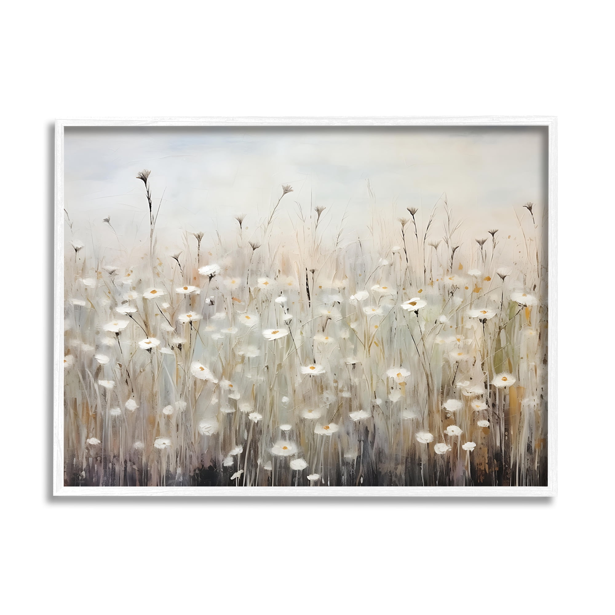 Stupell Industries Abstract Speckled Flowers Landscape Painting White Framed Art Print Wall Art, 30 x 24