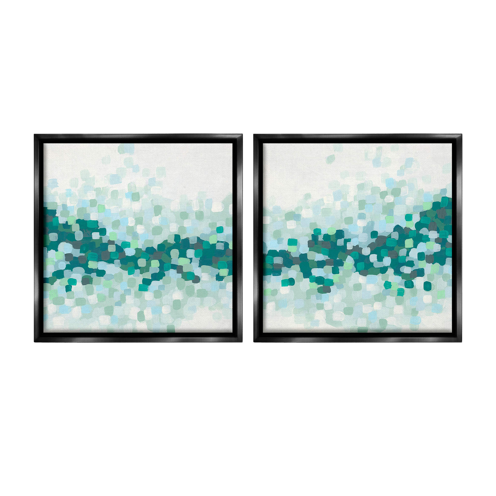 Stupell Industries Abstract Speckled Horizon Abstract Painting Black Floater Framed Canvas Art Print Wall Art, 25 x 25, Set of 2