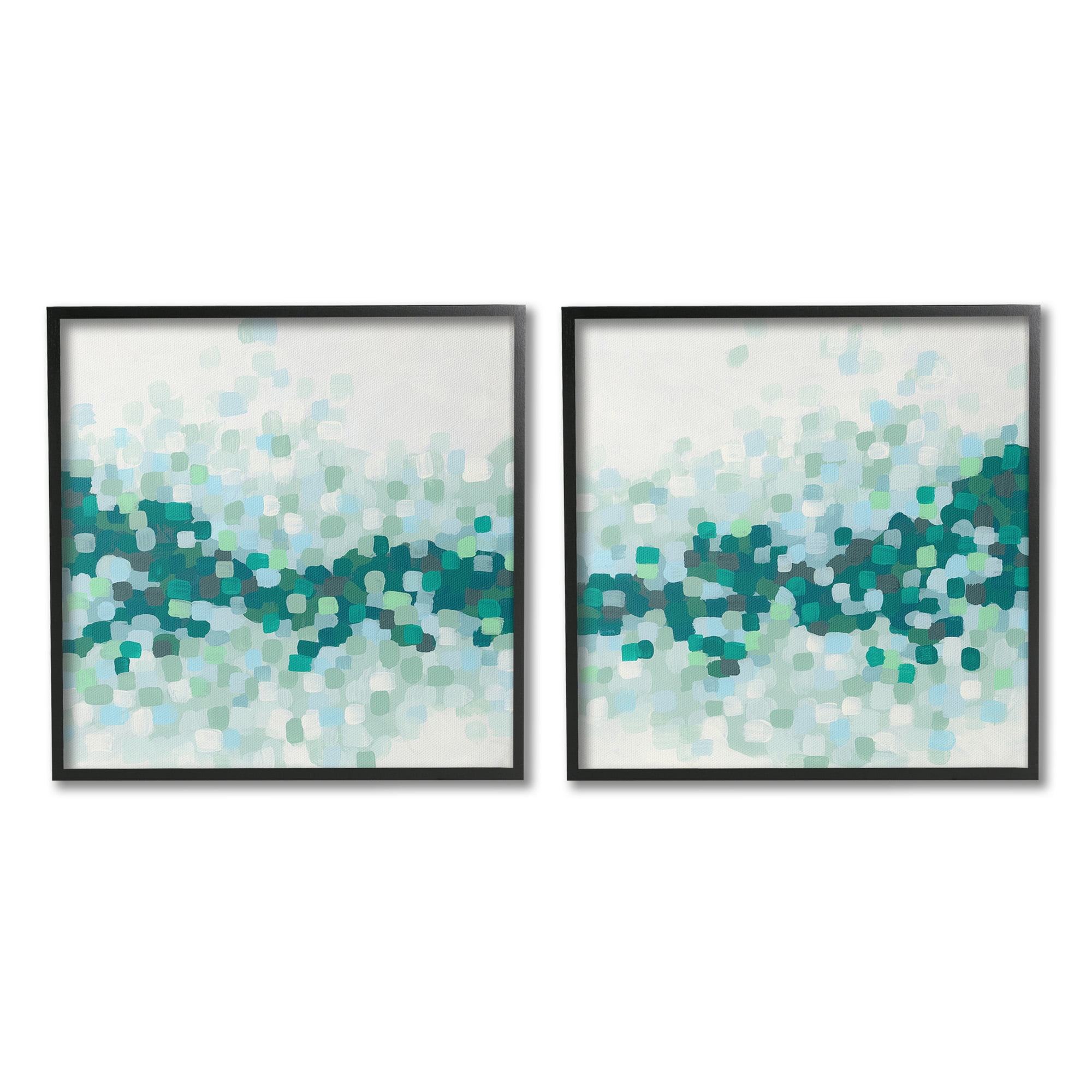 Stupell Industries Abstract Speckled Horizon Abstract Painting Black Framed Art Print Wall Art, 17 x 17, Set of 2