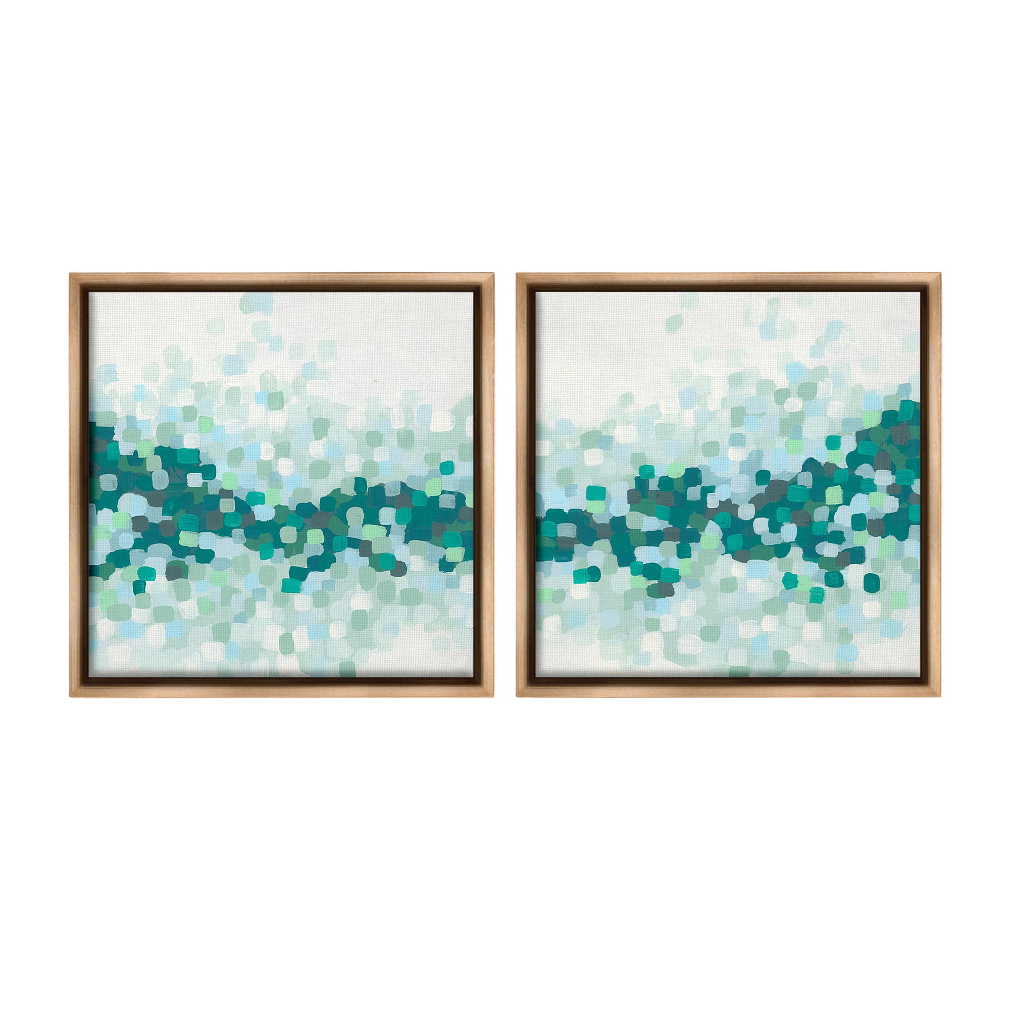 Stupell Industries Abstract Speckled Horizon Abstract Painting Brown Floater Framed Canvas Art Print Wall Art, 18 x 18, Set of 2
