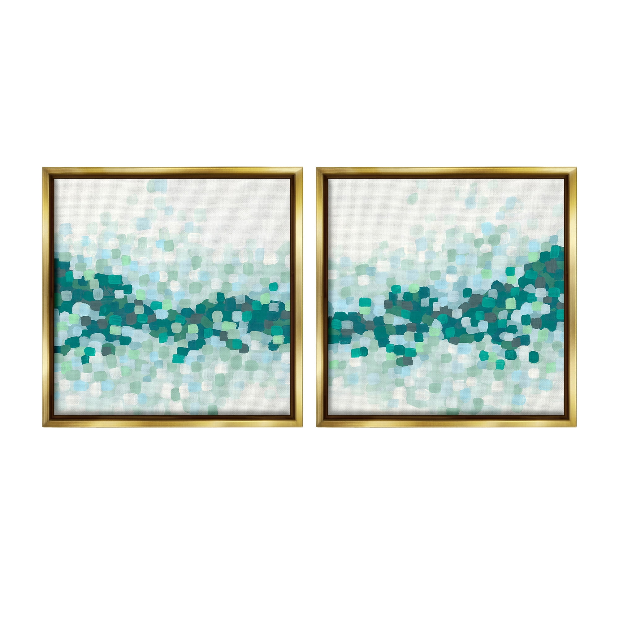 Stupell Industries Abstract Speckled Horizon Abstract Painting Gold Floater Framed Canvas Art Print Wall Art, 18 x 18, Set of 2