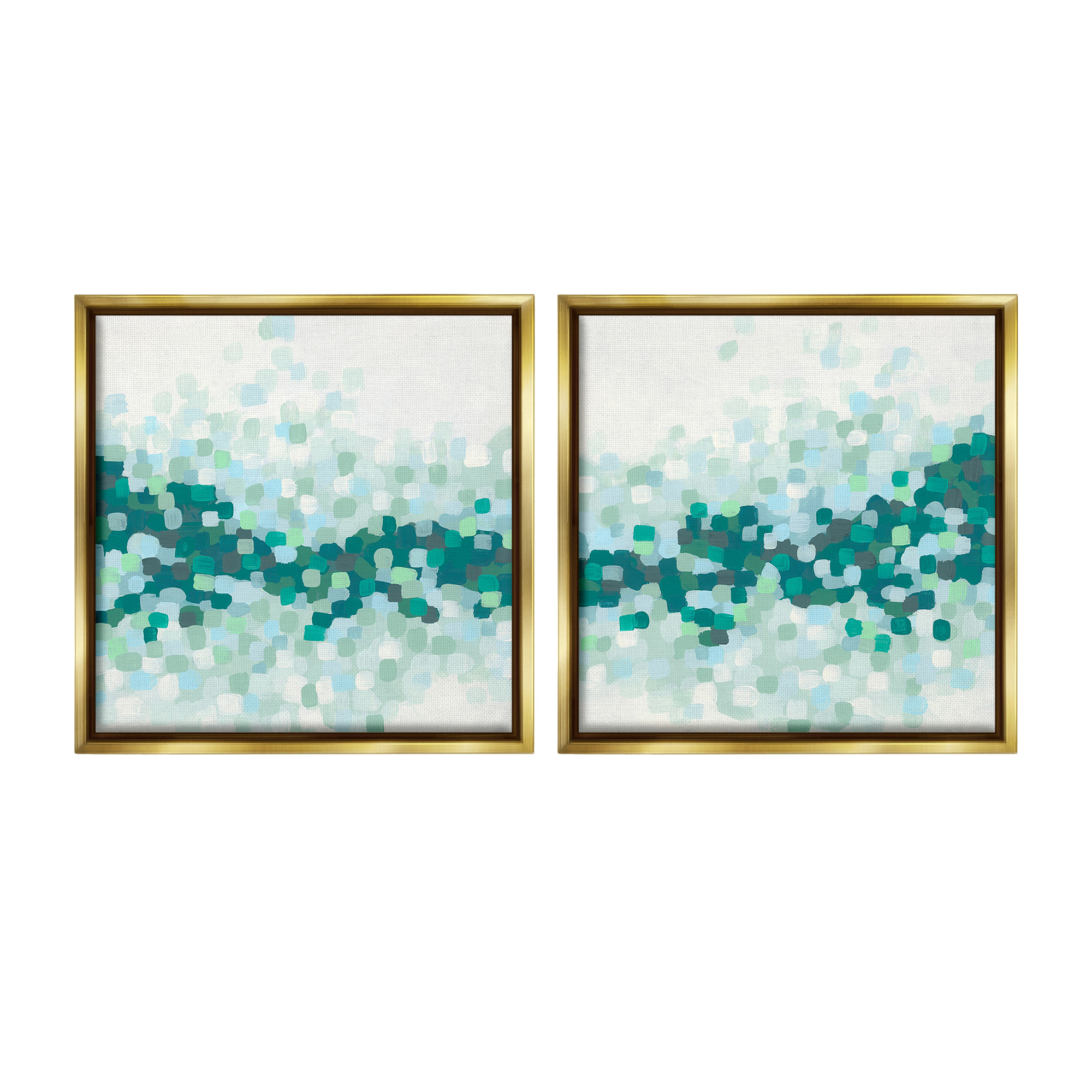 Stupell Industries Abstract Speckled Horizon Abstract Painting Gold Floater Framed Canvas Art Print Wall Art, 25 x 25, Set of 2