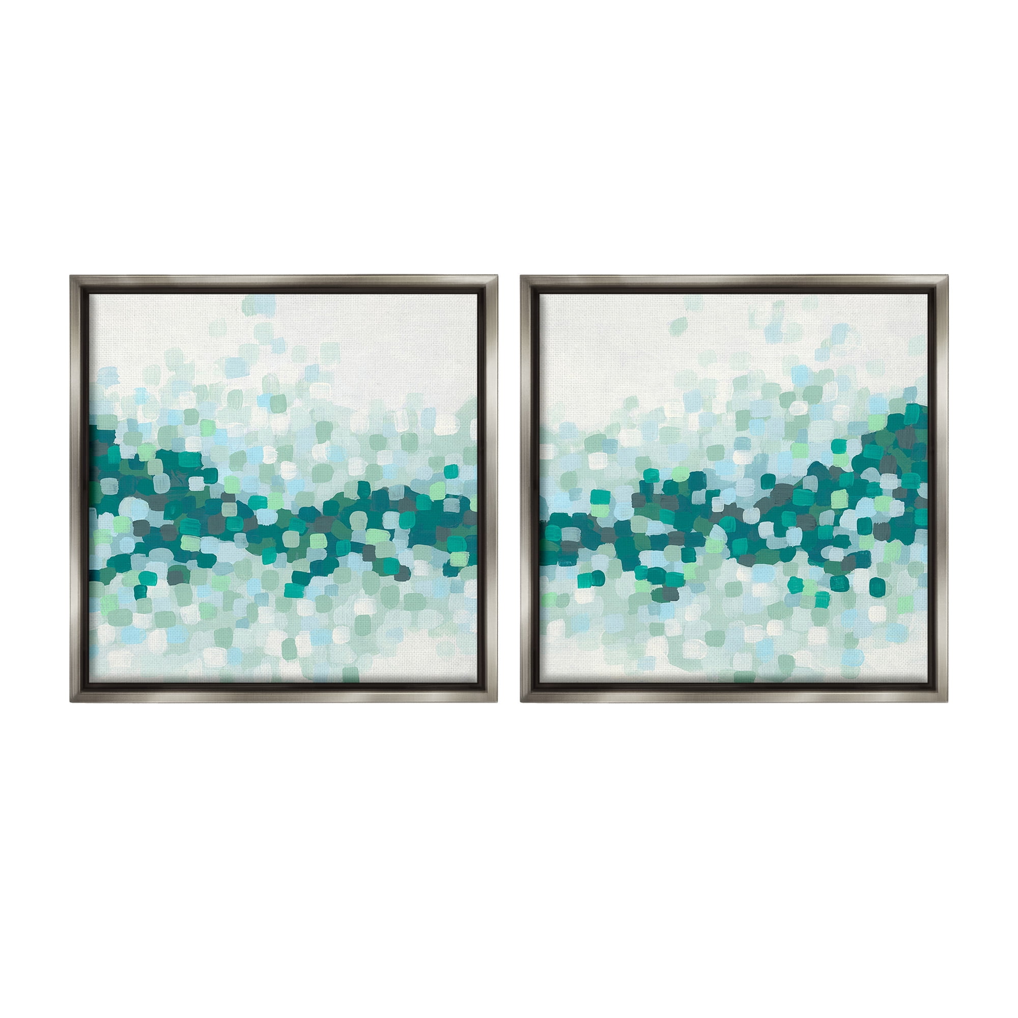 Stupell Industries Abstract Speckled Horizon Abstract Painting Gray Floater Framed Canvas Art Print Wall Art, 25 x 25, Set of 2