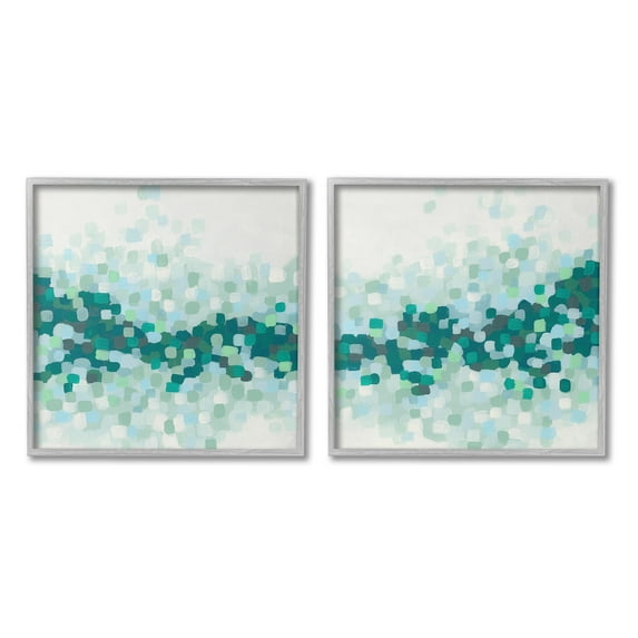 Stupell Industries Abstract Speckled Horizon Abstract Painting Gray Framed Art Print Wall Art, 12 x 12, Set of 2
