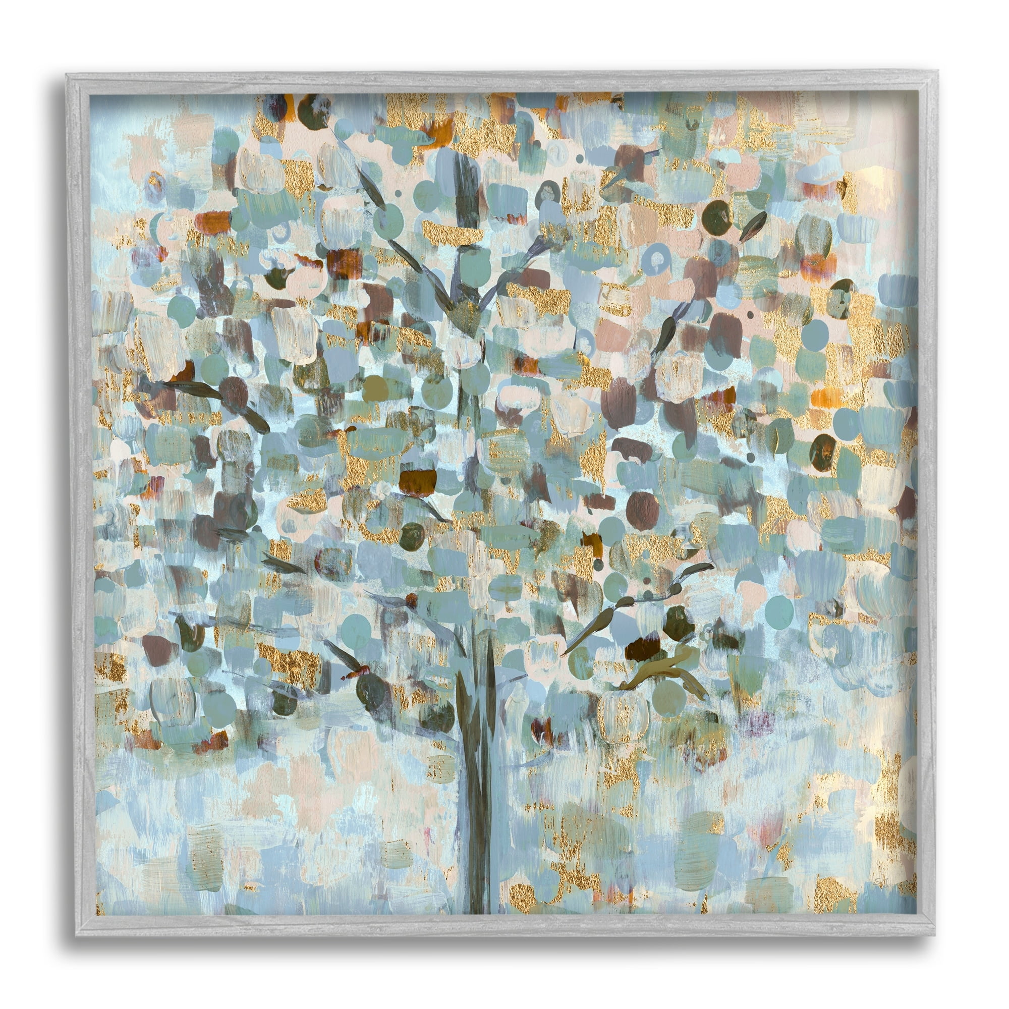 Stupell Industries Abstract Speckled Tree Leaves Nature Painting Glam Detail Painting Gray Framed Art Print Wall Art, Design by Susan Jill
