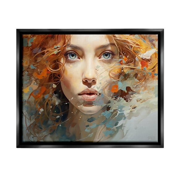 Stupell Industries Abstract Splatter Portrait Abstract Painting Black Floater Framed Canvas Art Print Wall Art, 21 x 17