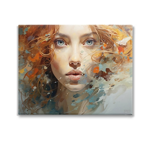 Stupell Industries Abstract Splatter Portrait Abstract Painting Gallery Wrapped Canvas Art Print Wall Art, 20 x 16