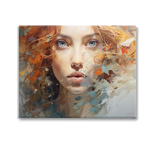 Stupell Industries Abstract Splatter Portrait Abstract Painting Gallery Wrapped Canvas Art Print Wall Art, 30 x 24