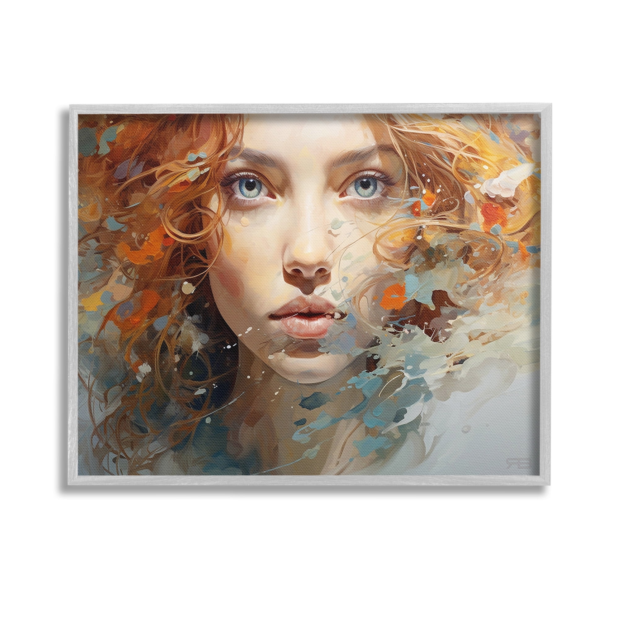 Stupell Industries Abstract Splatter Portrait Abstract Painting Gray Framed Art Print Wall Art, 14 x 11