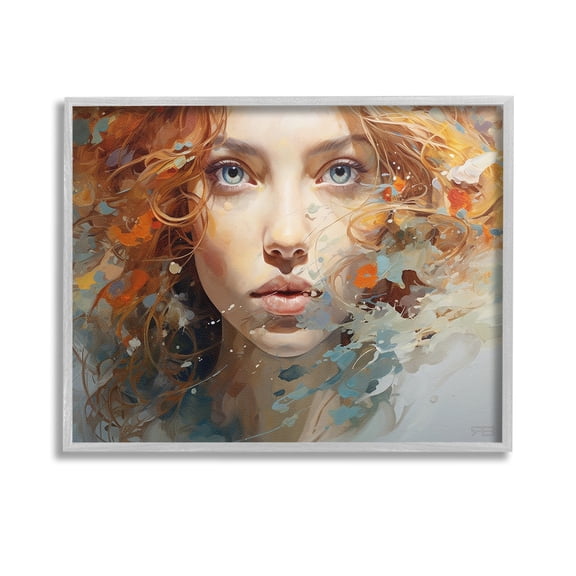 Stupell Industries Abstract Splatter Portrait Abstract Painting Gray Framed Art Print Wall Art, 14 x 11