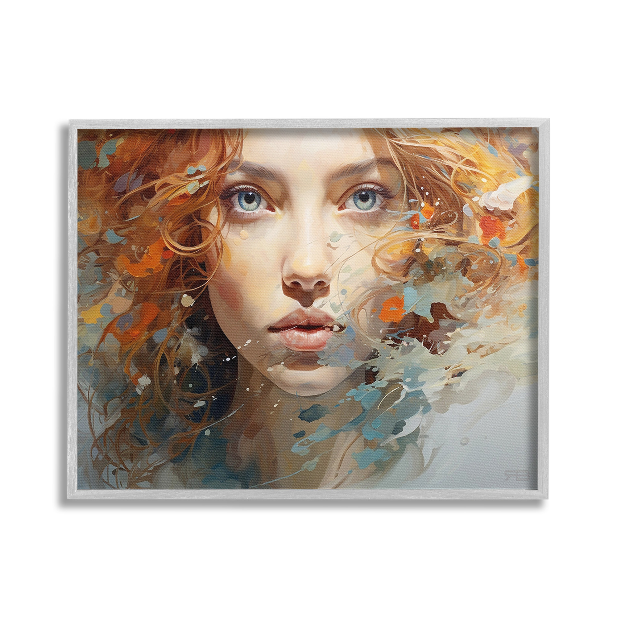 Stupell Industries Abstract Splatter Portrait Abstract Painting Gray Framed Art Print Wall Art, 30 x 24