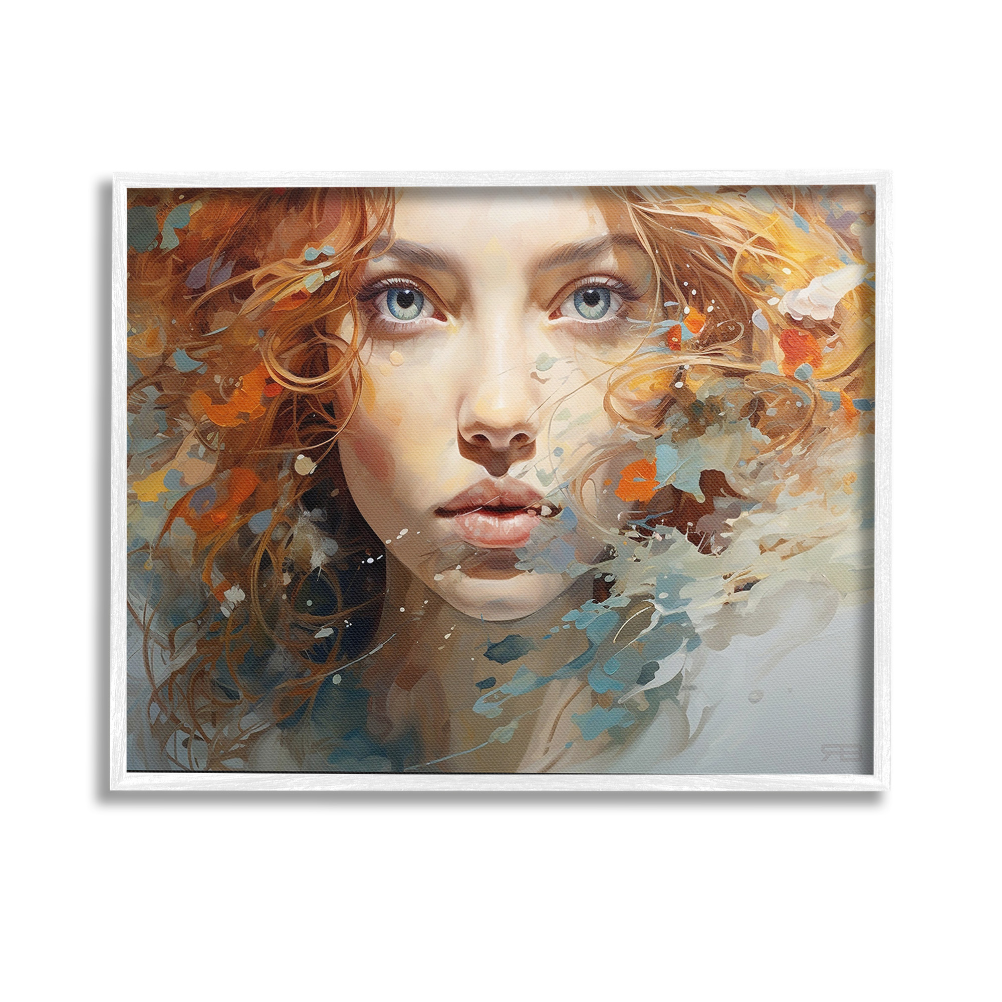 Stupell Industries Abstract Splatter Portrait Abstract Painting White Framed Art Print Wall Art, 14 x 11
