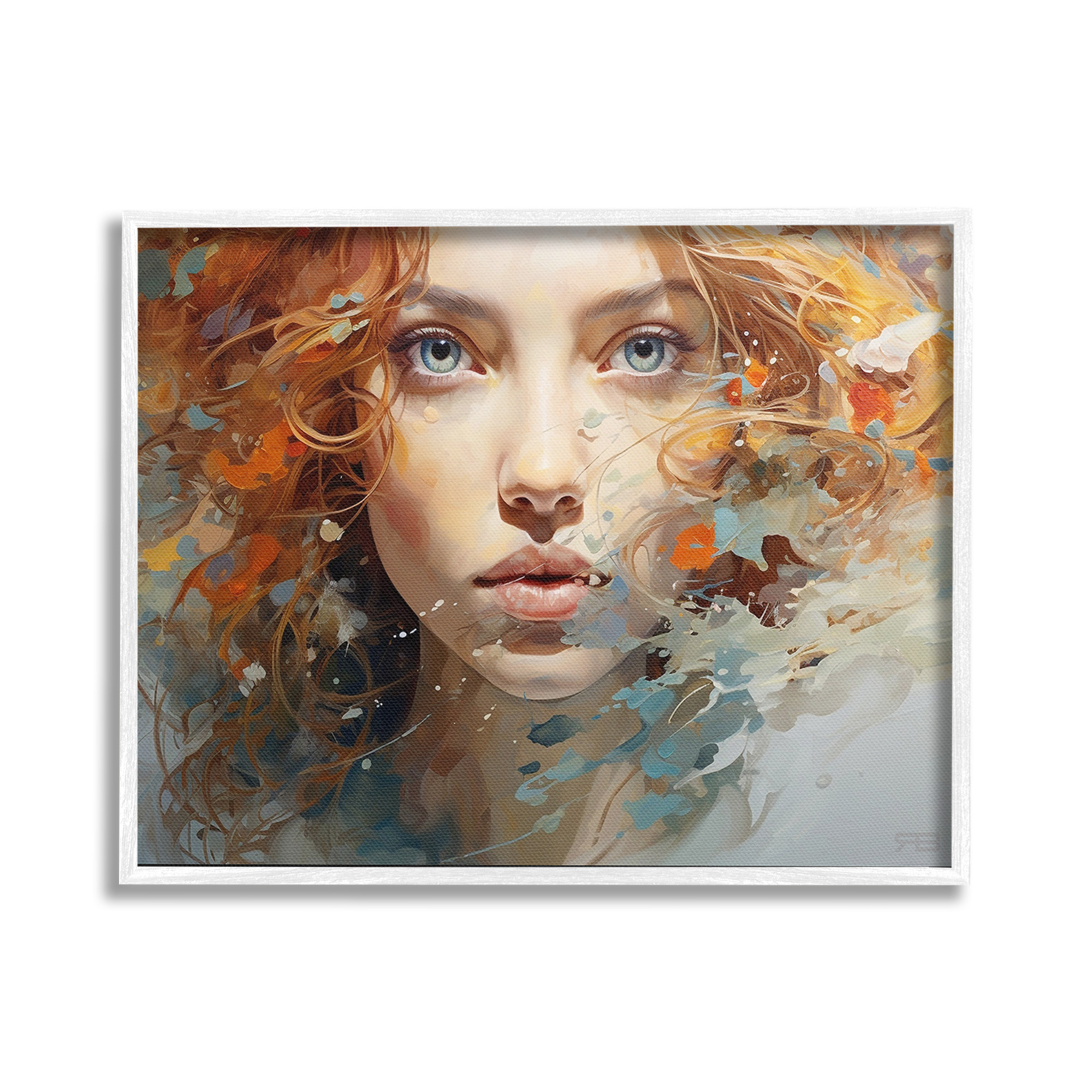 Stupell Industries Abstract Splatter Portrait Abstract Painting White Framed Art Print Wall Art, 20 x 16