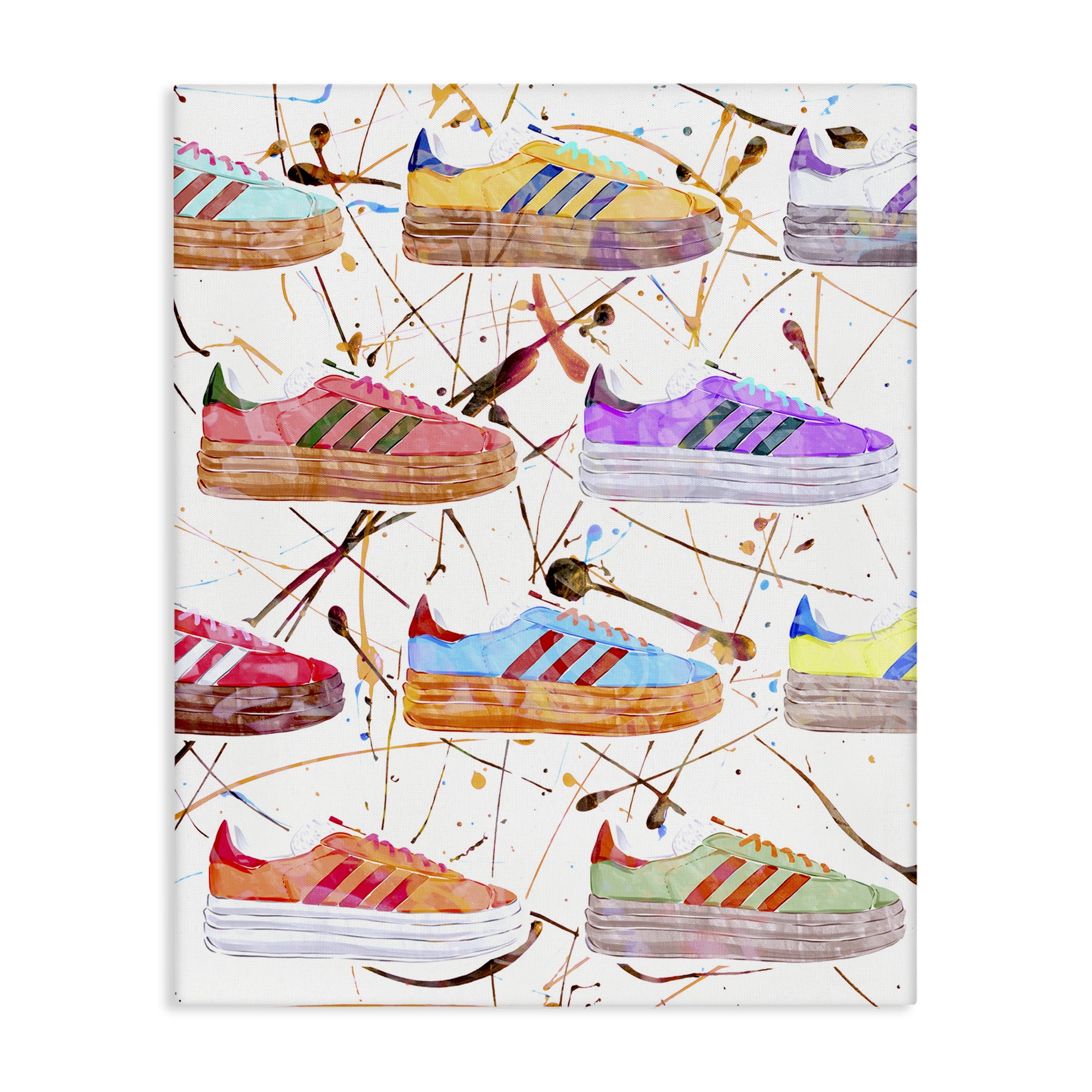 Stupell Industries Abstract Splatter Sneakers Beauty & Fashion Painting Gallery Wrapped Canvas Art Print Wall Art, 24 x 30
