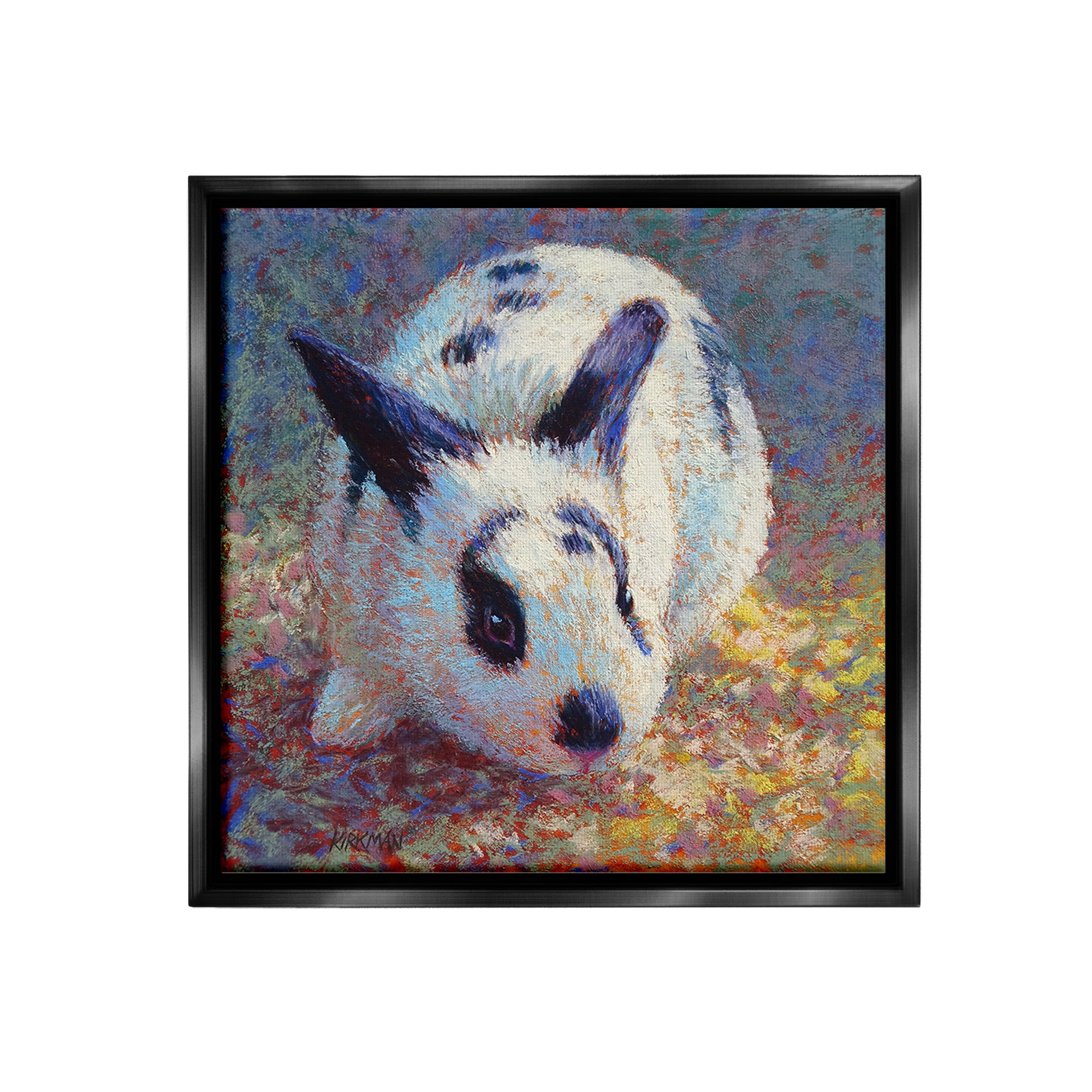 Stupell Industries Abstract Spotted Rabbit Animals & Insects Painting Black Floater Framed Canvas Art Print Wall Art, 25 x 25