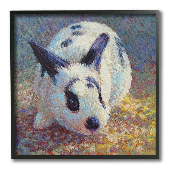 Stupell Industries Abstract Spotted Rabbit Animals & Insects Painting Black Framed Art Print Wall Art, 12 x 12