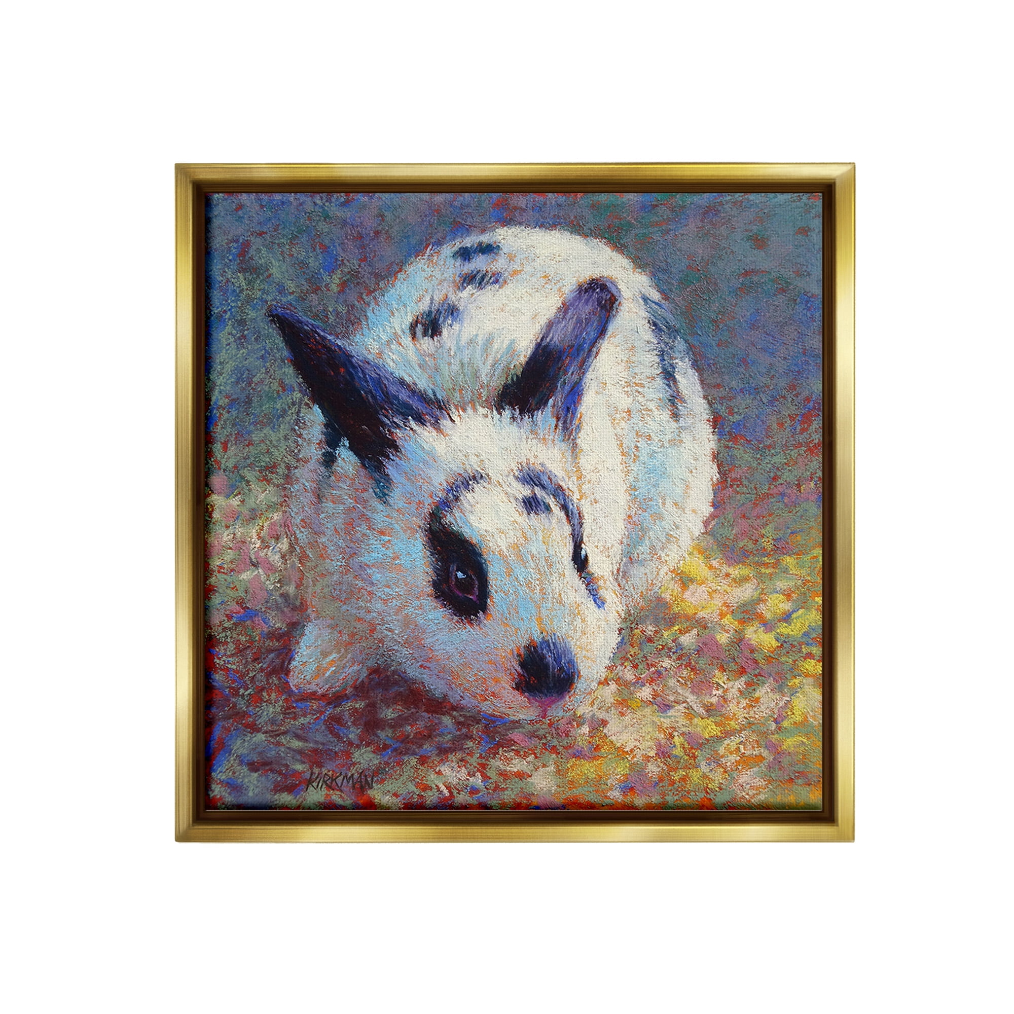 Stupell Industries Abstract Spotted Rabbit Animals & Insects Painting Gold Floater Framed Canvas Art Print Wall Art, 18 x 18