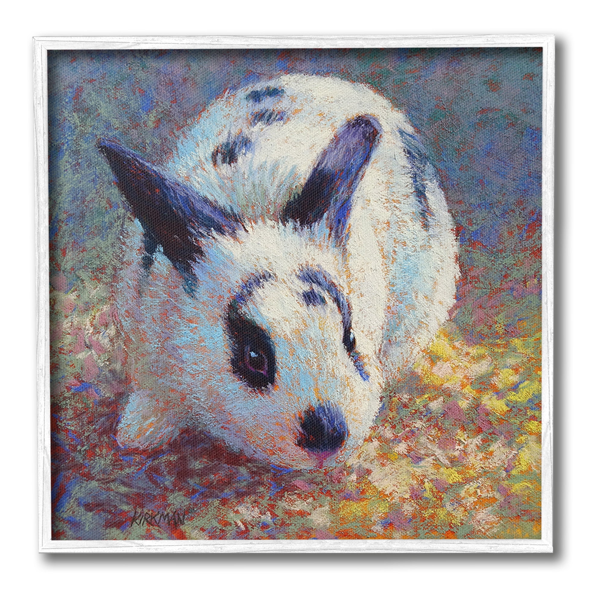 Stupell Industries Abstract Spotted Rabbit Animals & Insects Painting White Framed Art Print Wall Art, 12 x 12