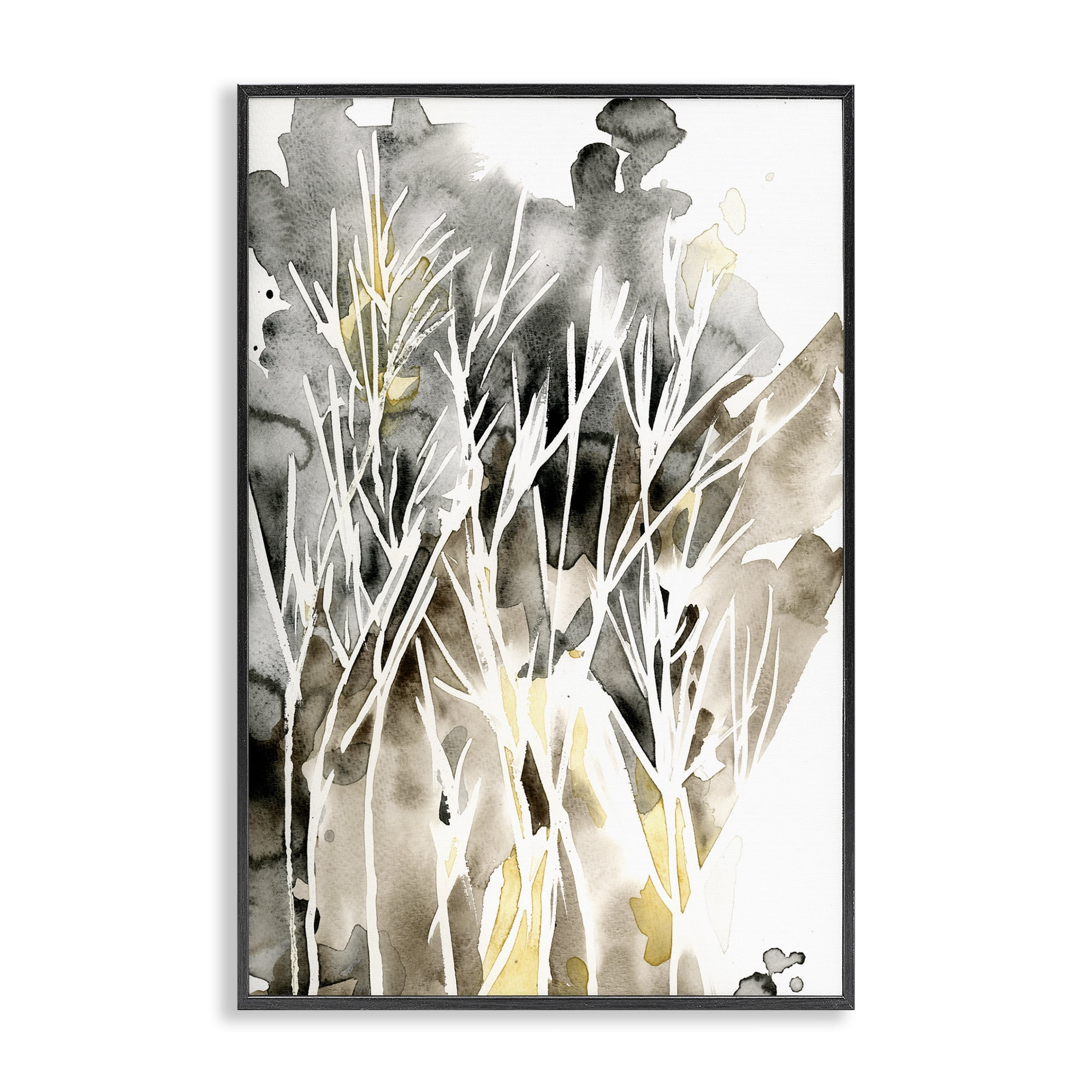 Stupell Industries Abstract Sprigs Watercolor Plants & Flowers Painting Black Framed Art Print Wall Art, 16 x 24