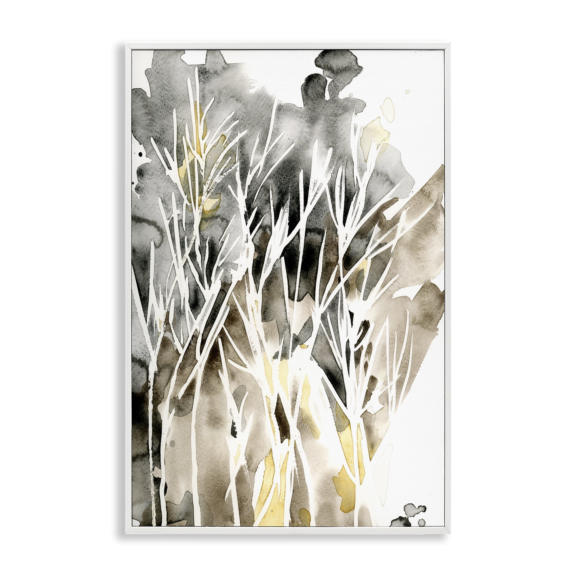 Stupell Industries Abstract Sprigs Watercolor Plants & Flowers Painting White Framed Art Print Wall Art, 12 x 18