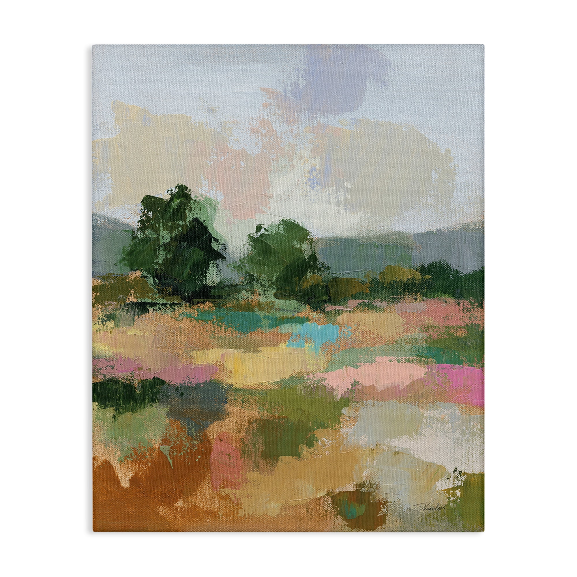 Stupell Industries Abstract Spring Landscape Landscape Painting Gallery Wrapped Canvas Art Print Wall Art, 30 x 40